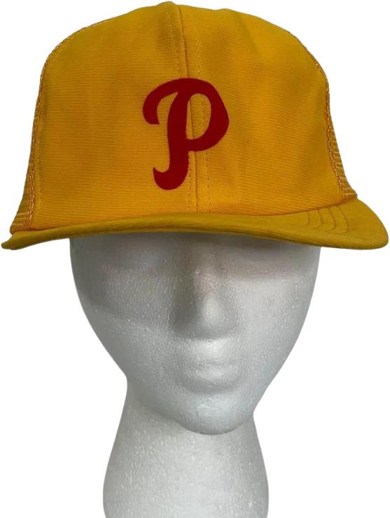 80s/90s Vintage 80s Phillies Yellow Trucker Hat By Roberston