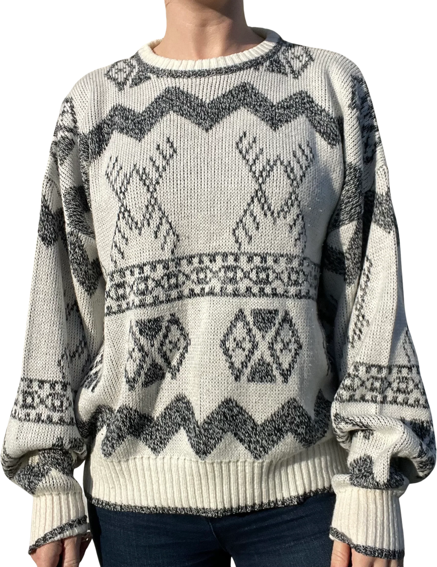 80s/90s Vintage Black And White Acrylic Sweater By Michael Gerald