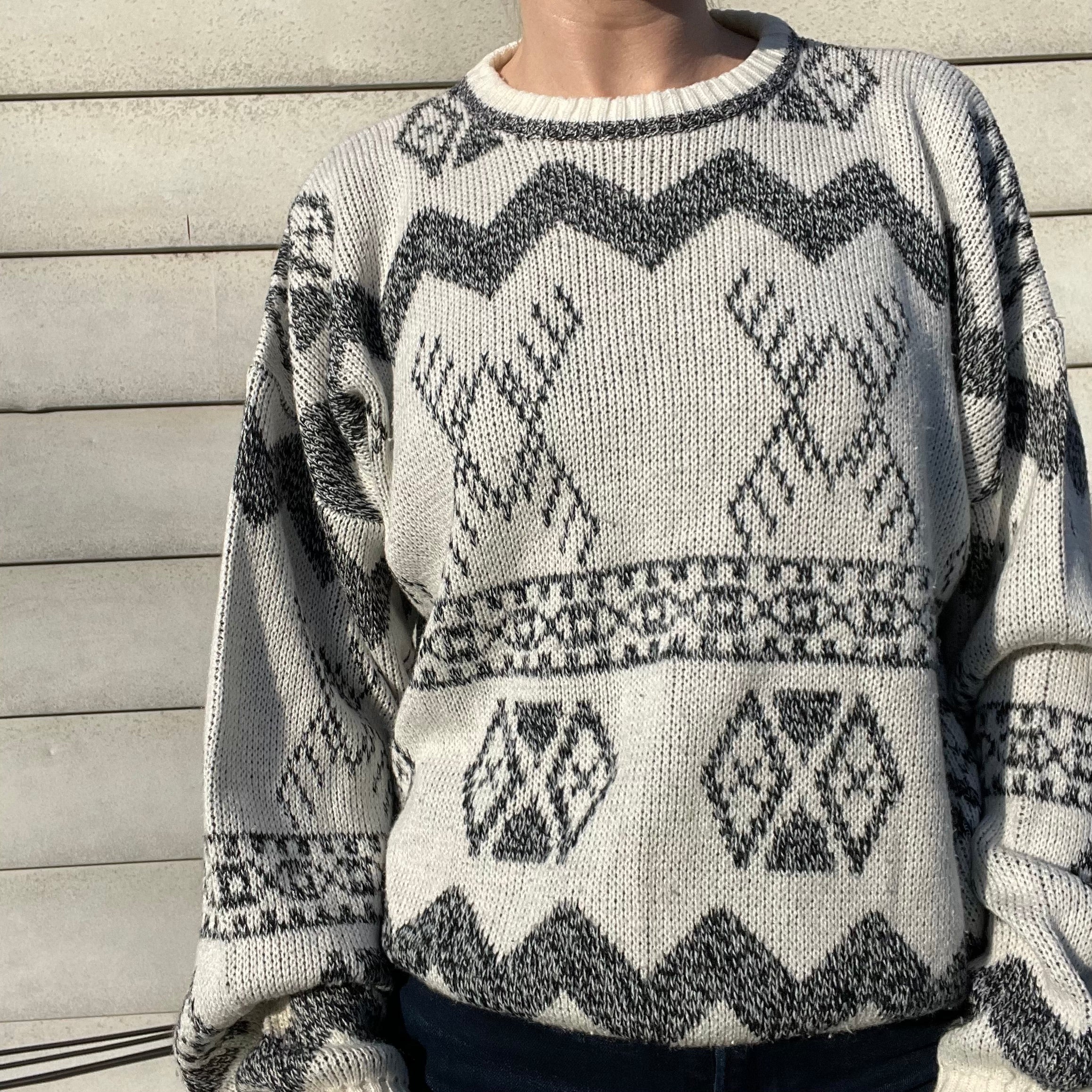 80s/90s Vintage Black And White Acrylic Sweater By Michael Gerald - Image 10