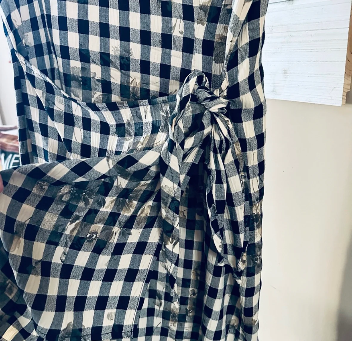 80s/90s Vintage Black/cream Shepherd Check Plaid Dress By S. Roberts - Image 11
