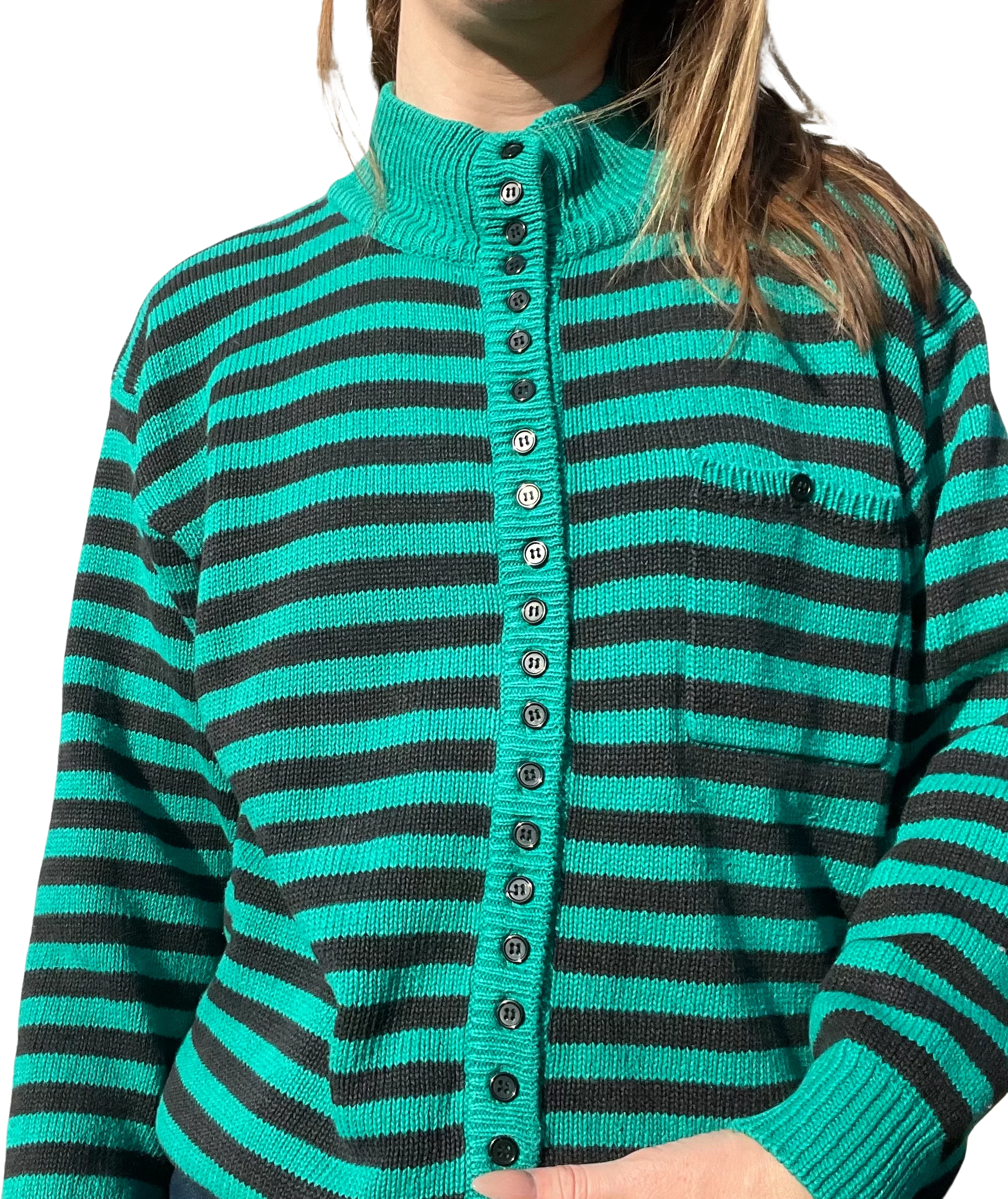 80s/90s Vintage Button Down Striped Sweater | Cotton Blend By Gerard Works