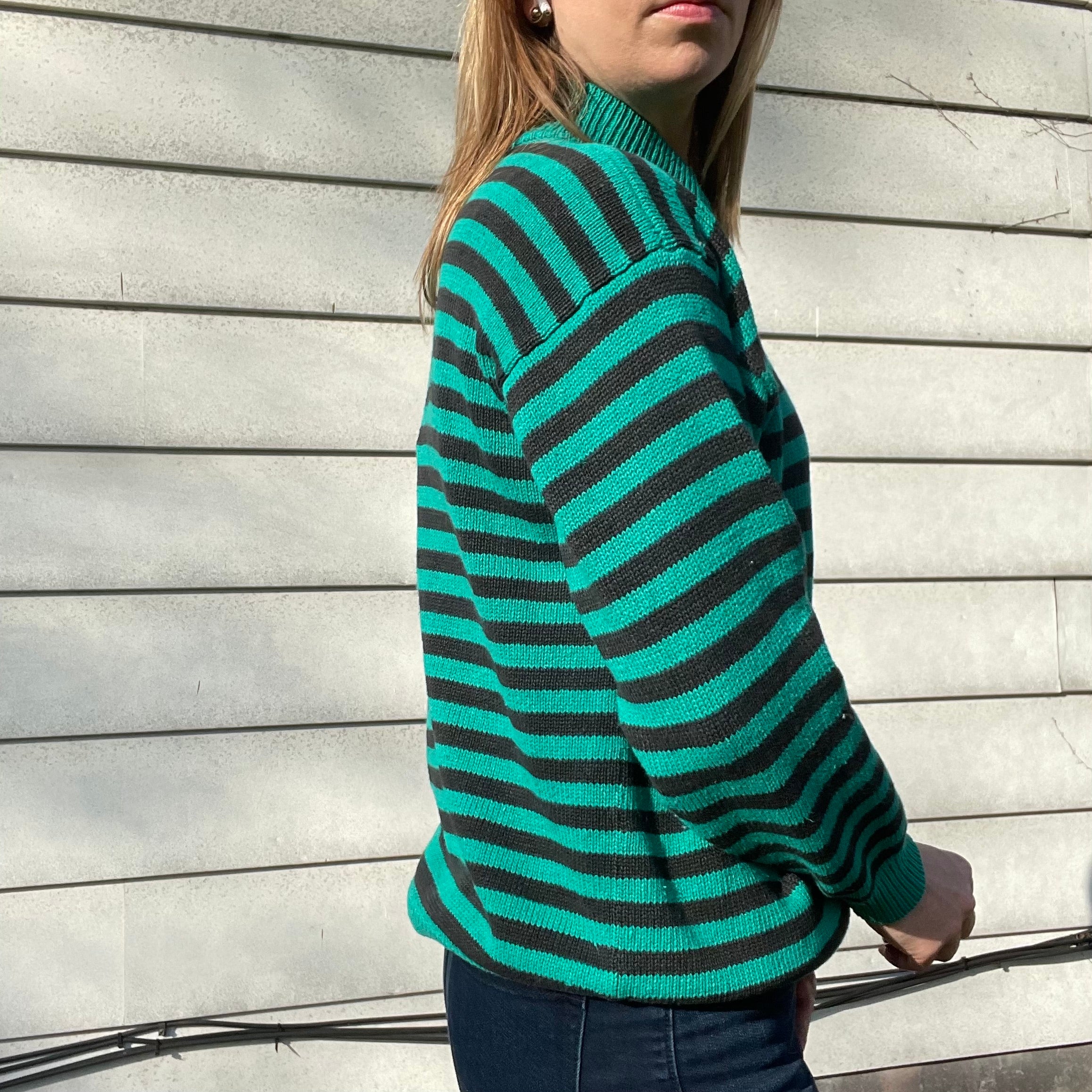 80s/90s Vintage Button Down Striped Sweater | Cotton Blend By Gerard Works - Image 6