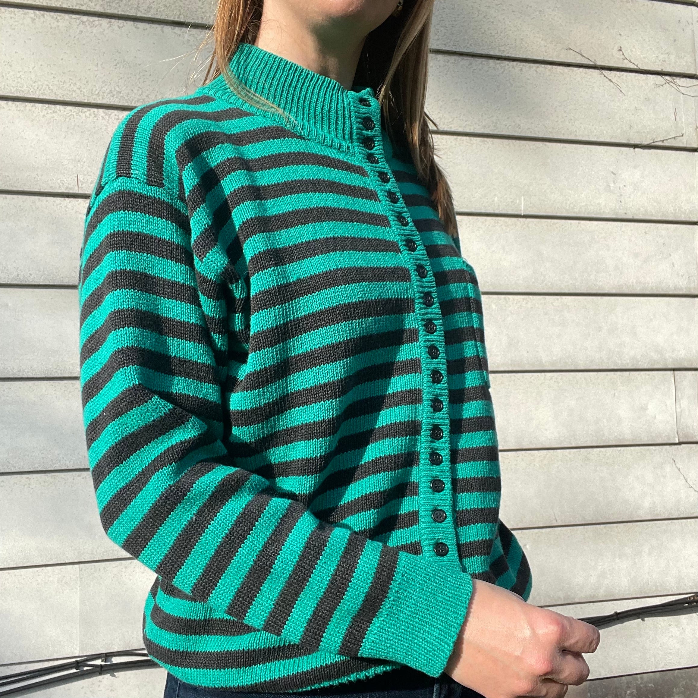 80s/90s Vintage Button Down Striped Sweater | Cotton Blend By Gerard Works - Image 7