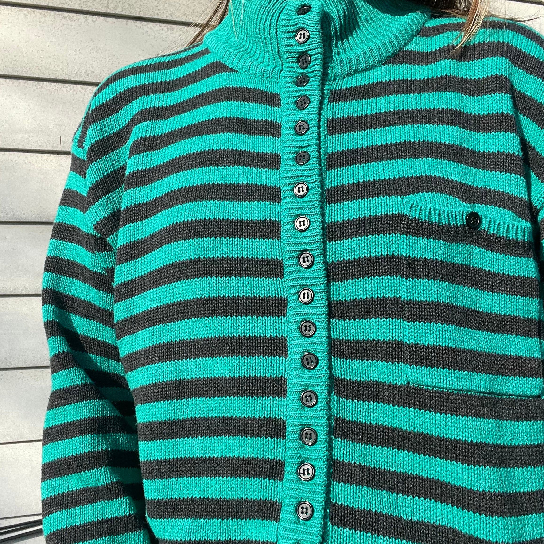 80s/90s Vintage Button Down Striped Sweater | Cotton Blend By Gerard Works - Image 8