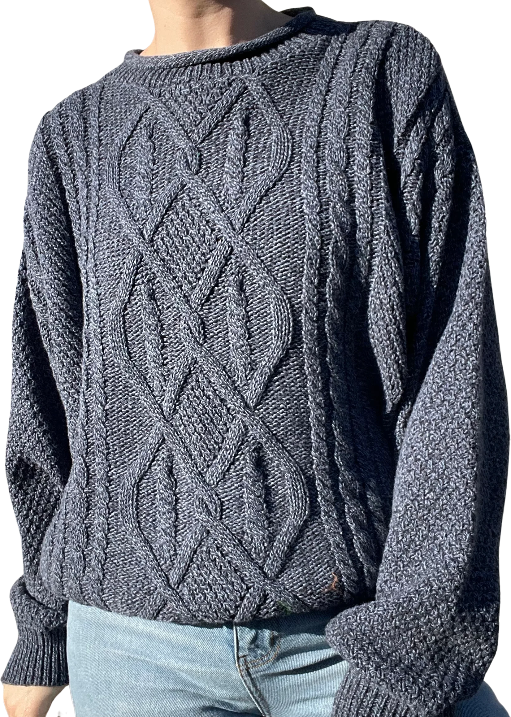 80s/90s Vintage Cotton Blend Cable Knit Sweater By Red Head for Her