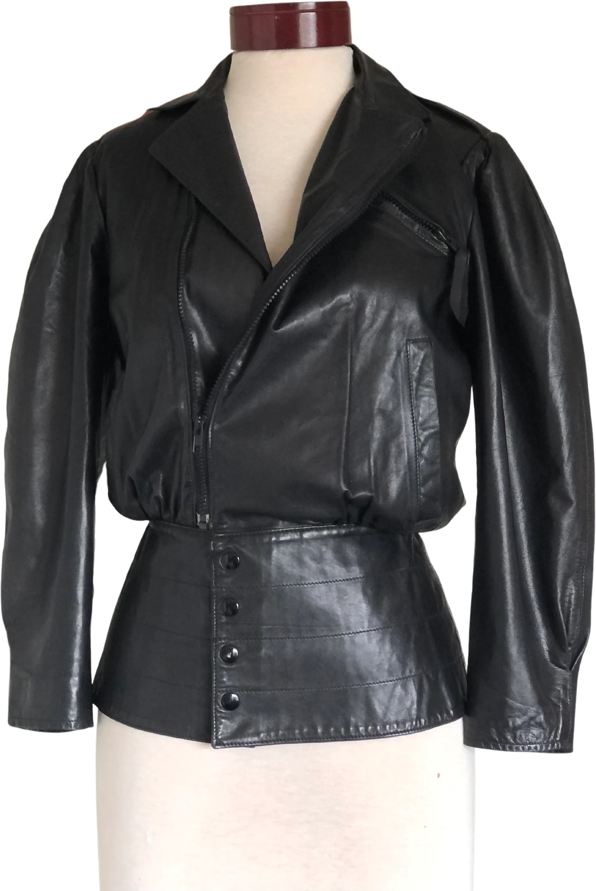 80s/90s Vintage Designer 80s Black Leather Jacket 80s S By Alicia Herrera