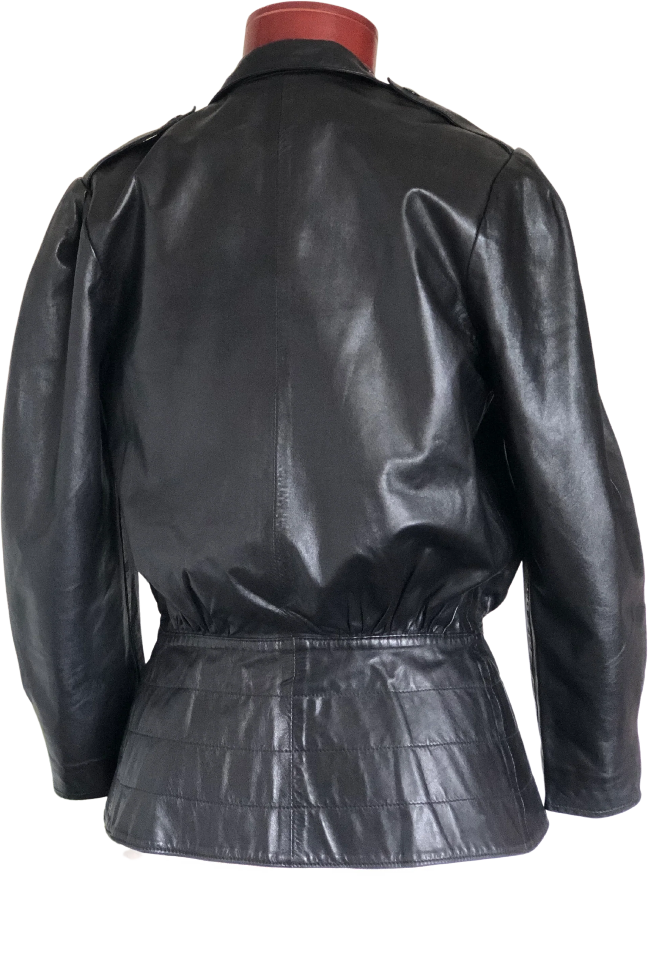 80s/90s Vintage Designer 80s Black Leather Jacket 80s S By Alicia Herrera - Image 2