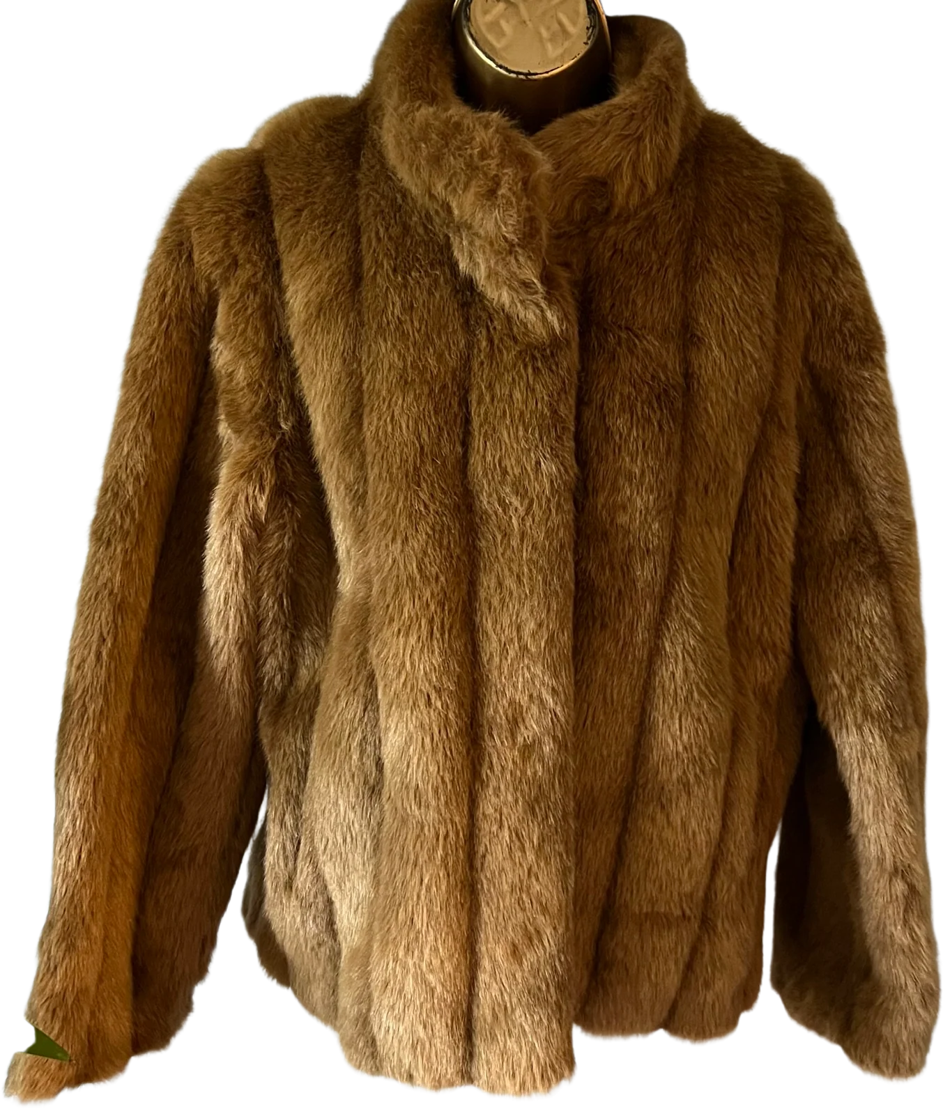 80s/90s Vintage Faux Fur Camel Beige Short Coat By Newport News