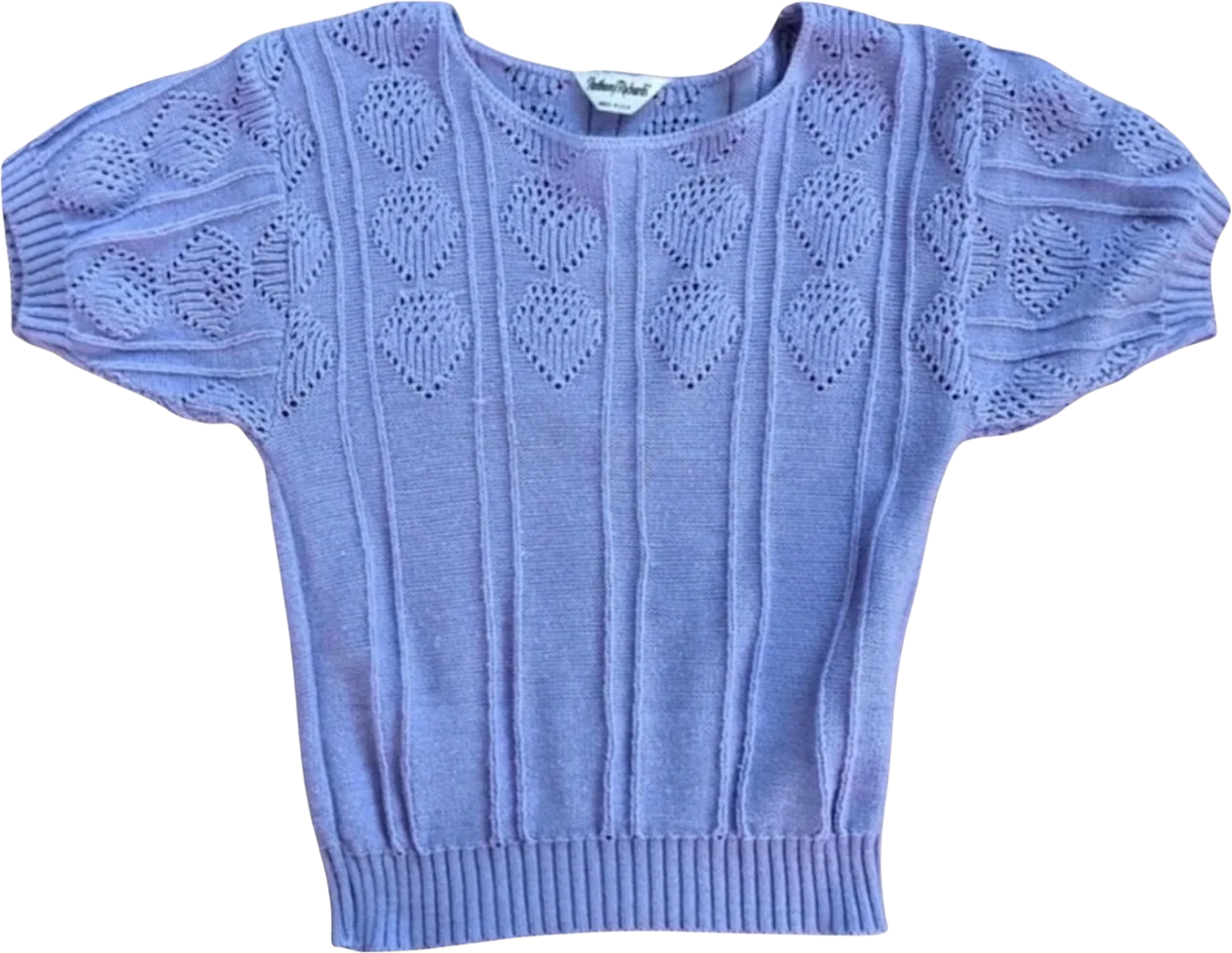 80s/90s Vintage Knit Purple Top Short Sleeved, Sz M By Anthony Richards