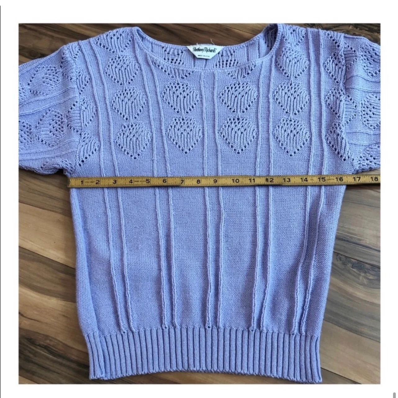 80s/90s Vintage Knit Purple Top Short Sleeved, Sz M By Anthony Richards - Image 5