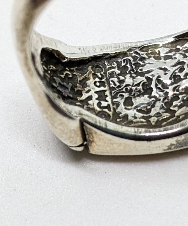80s/90s Vintage Na Sterling Silver Spiny Oyster Ring By Waldeck Johnson - Image 3