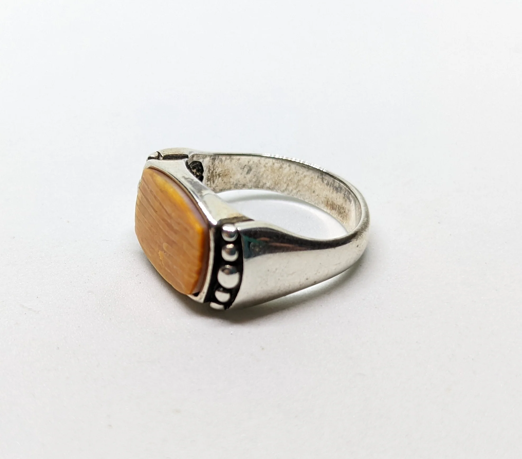 80s/90s Vintage Na Sterling Silver Spiny Oyster Ring By Waldeck Johnson - Image 4
