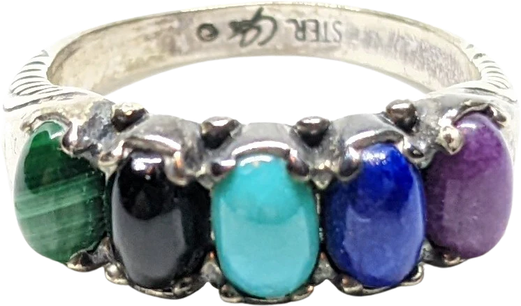 80s/90s Na Style Sterling Gemstone Cabochon Ring By Carolyn Pollack - Carlisle