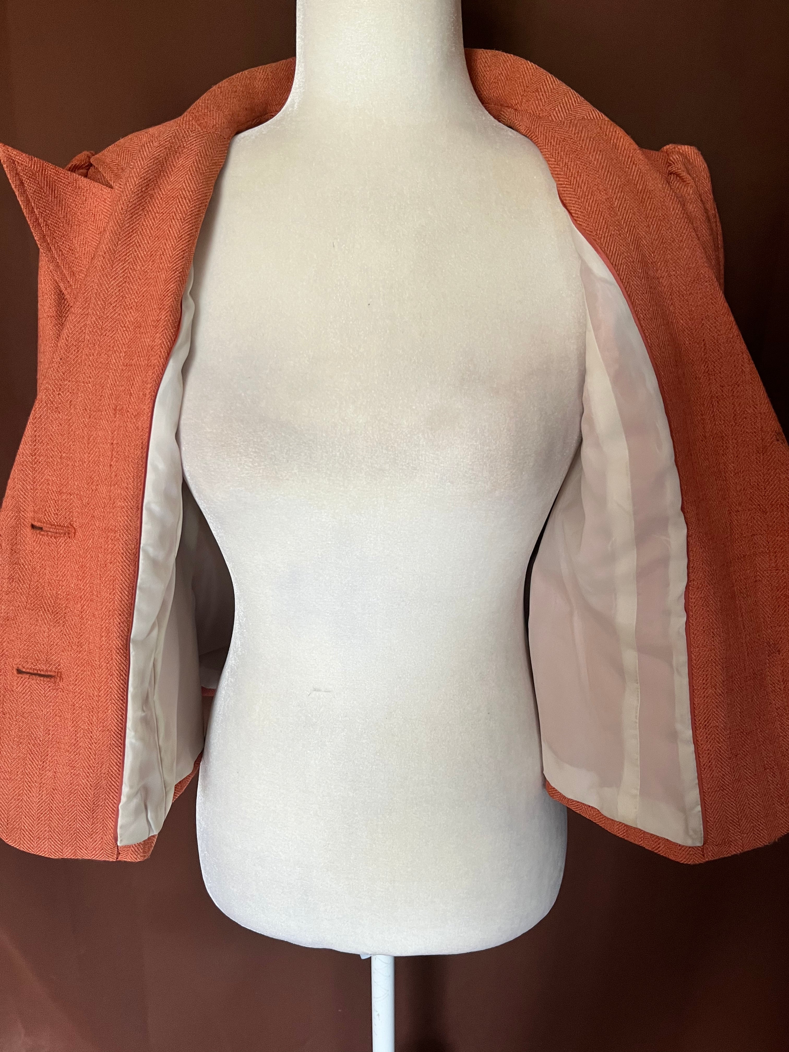 80s/90s Vintage Orange Peplum Style Jacket By Worthington - Image 11