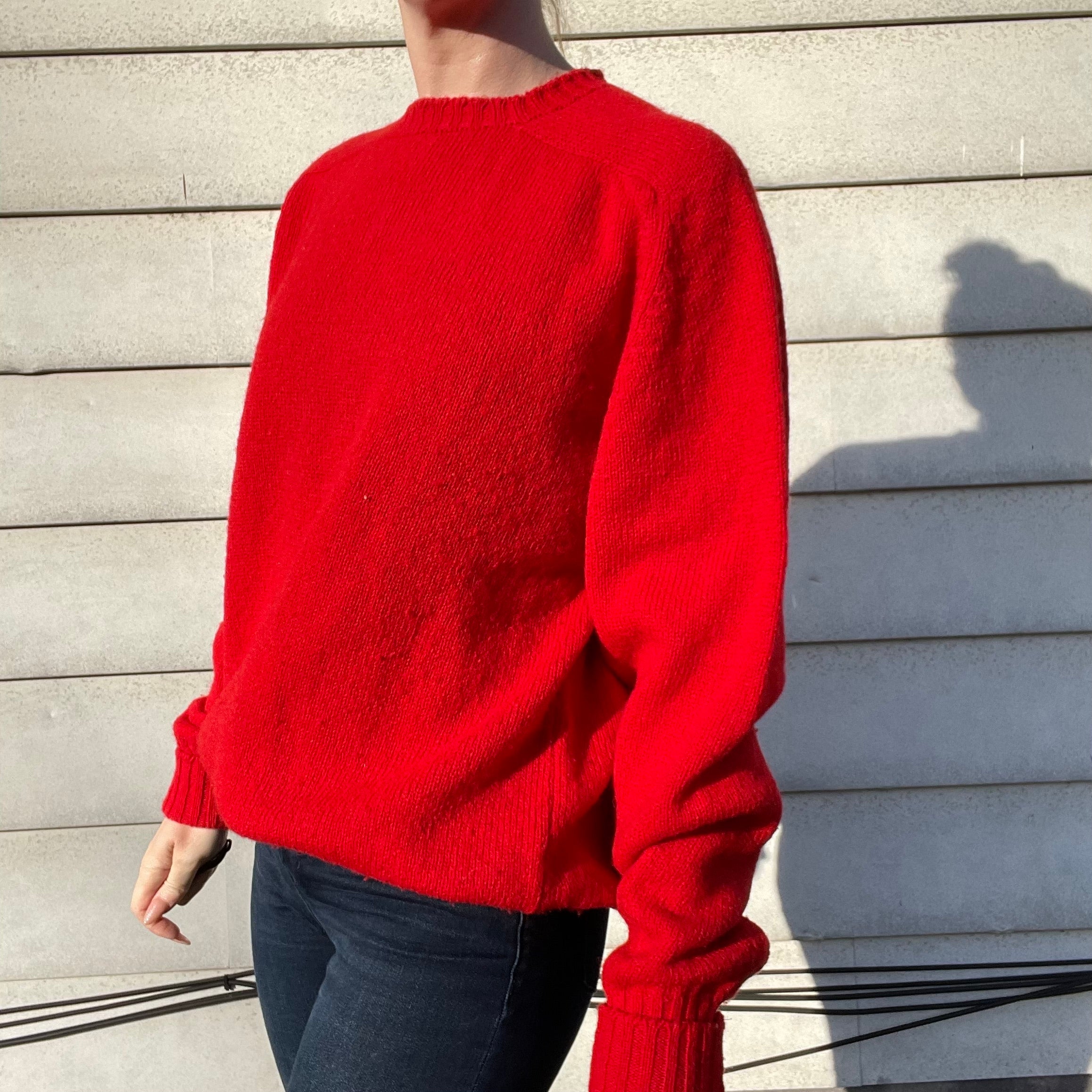 80s/90s Vintage Red Wool Long Sleeve Sweater | Shetland By Marshall Field’s Store for Men New Traditions - Image 4