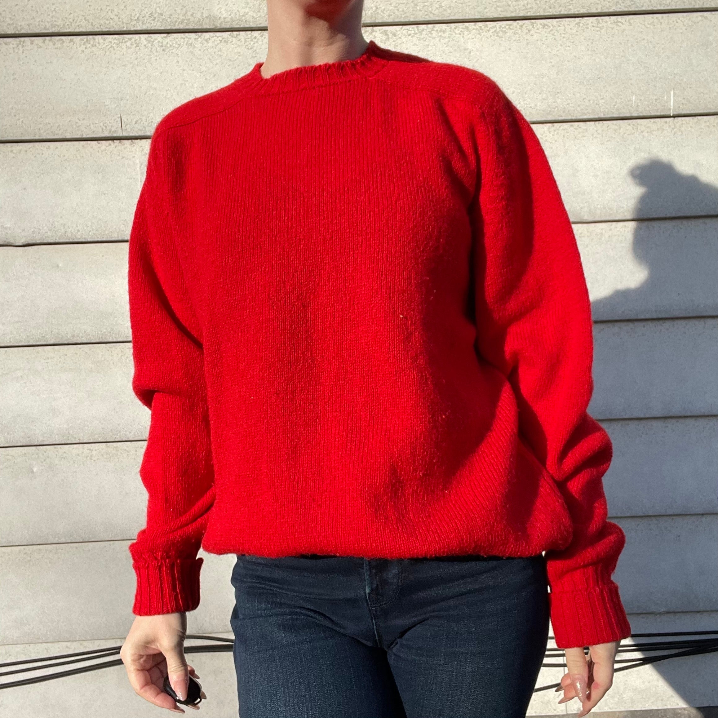 80s/90s Vintage Red Wool Long Sleeve Sweater | Shetland By Marshall Field’s Store for Men New Traditions - Image 7