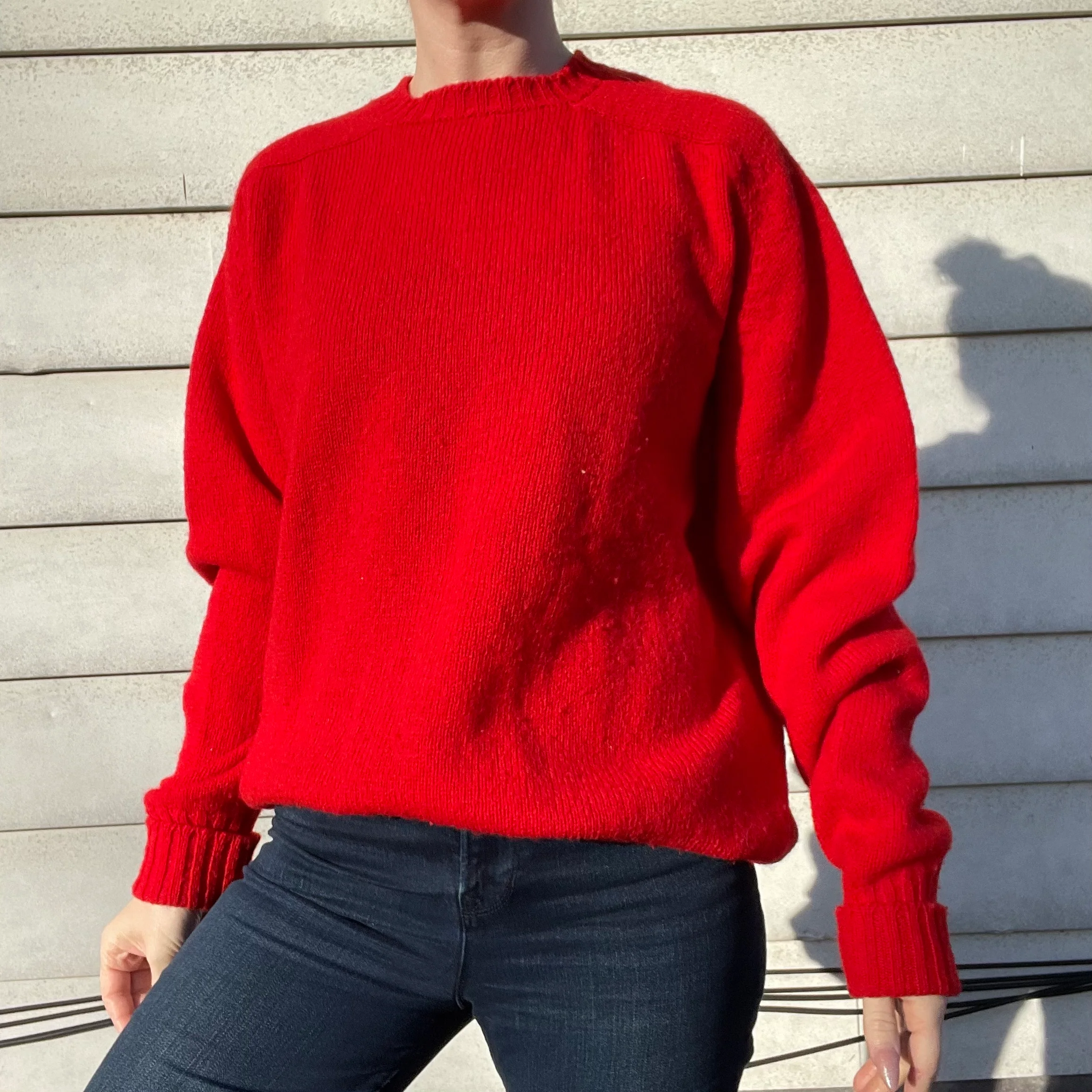 80s/90s Vintage Red Wool Long Sleeve Sweater | Shetland By Marshall Field’s Store for Men New Traditions - Image 9