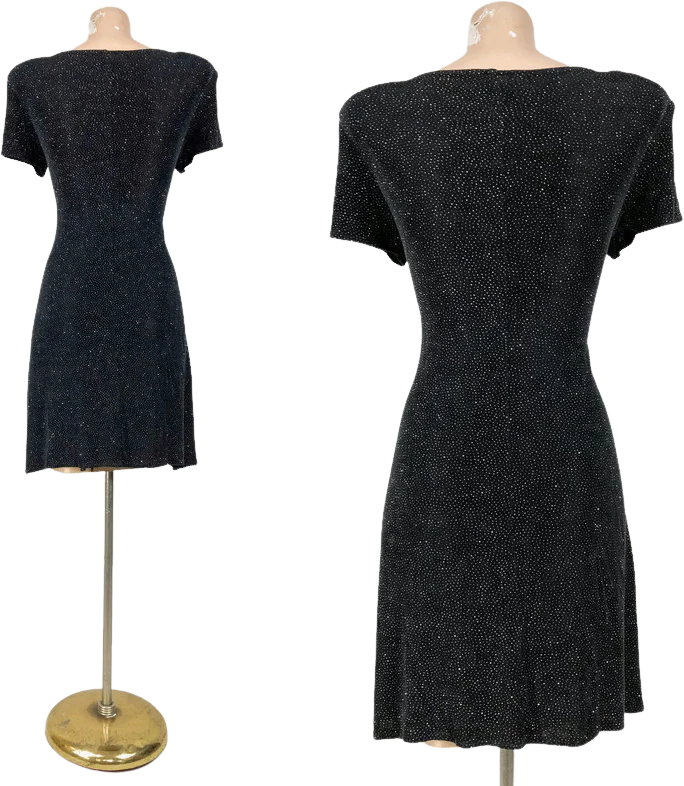 80s/90s Vintage Silver Sparkle Stretch Mini Dress By Wayne Diamond Designs - Image 2