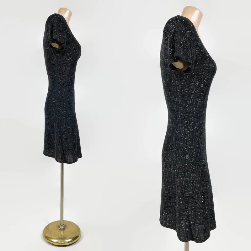 80s/90s Vintage Silver Sparkle Stretch Mini Dress By Wayne Diamond Designs - Image 6