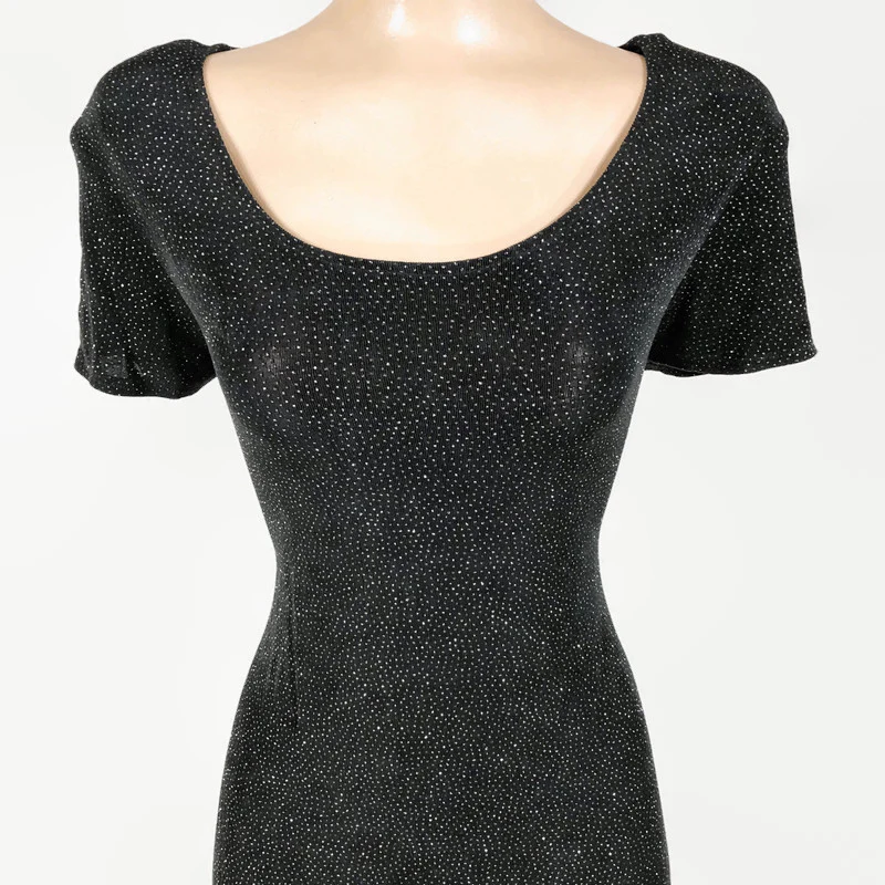 80s/90s Vintage Silver Sparkle Stretch Mini Dress By Wayne Diamond Designs - Image 7