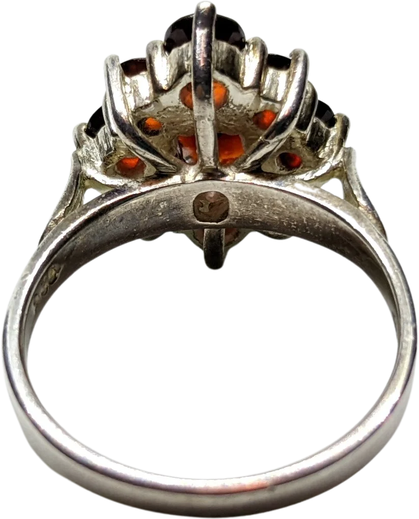 80s/90s Vintage Sterling Silver Dark Garnet Cluster Ring By Sci - Image 2