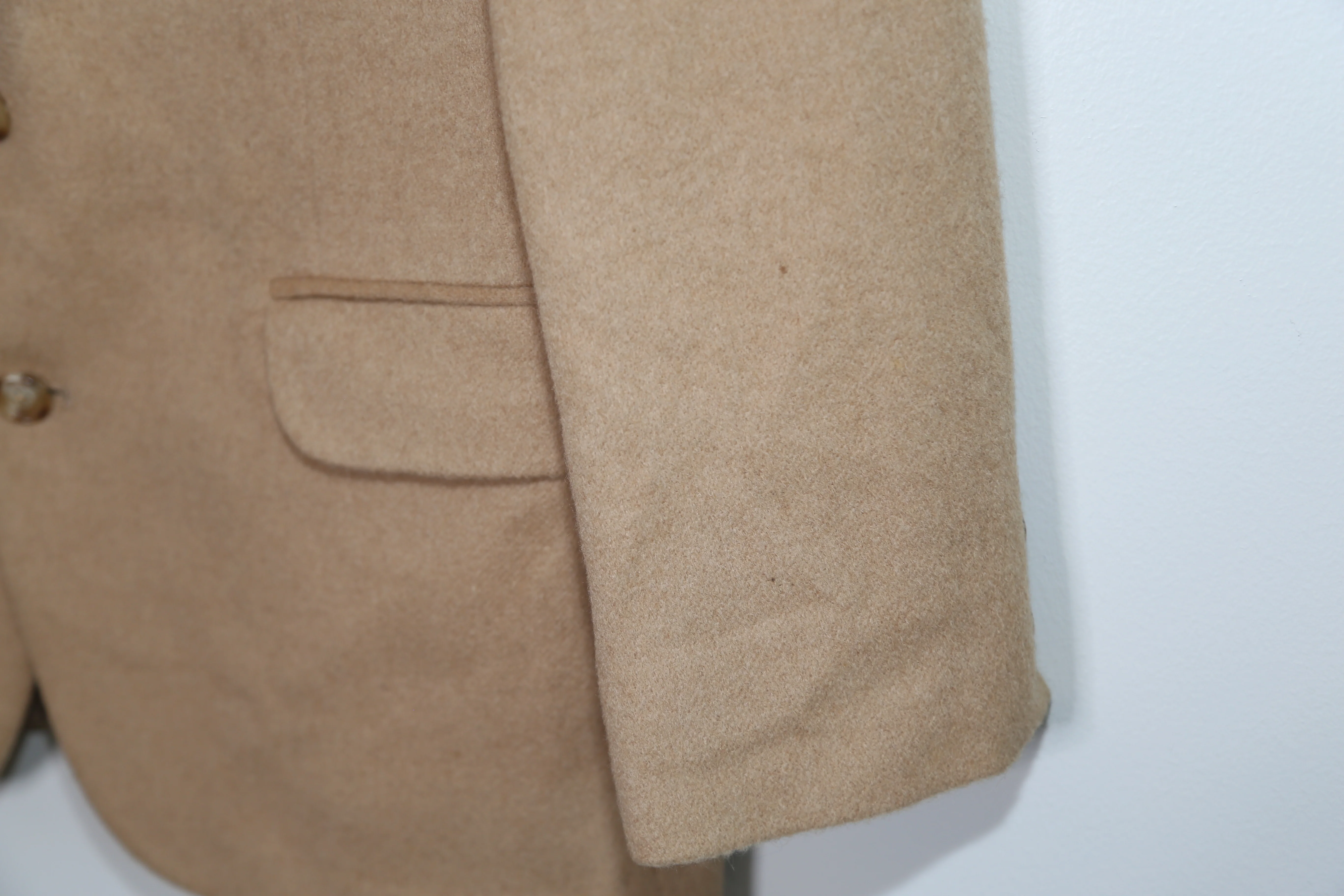 80s/90s Vintage Tan Camel Hair Wool Two Button Blazer - Image 5