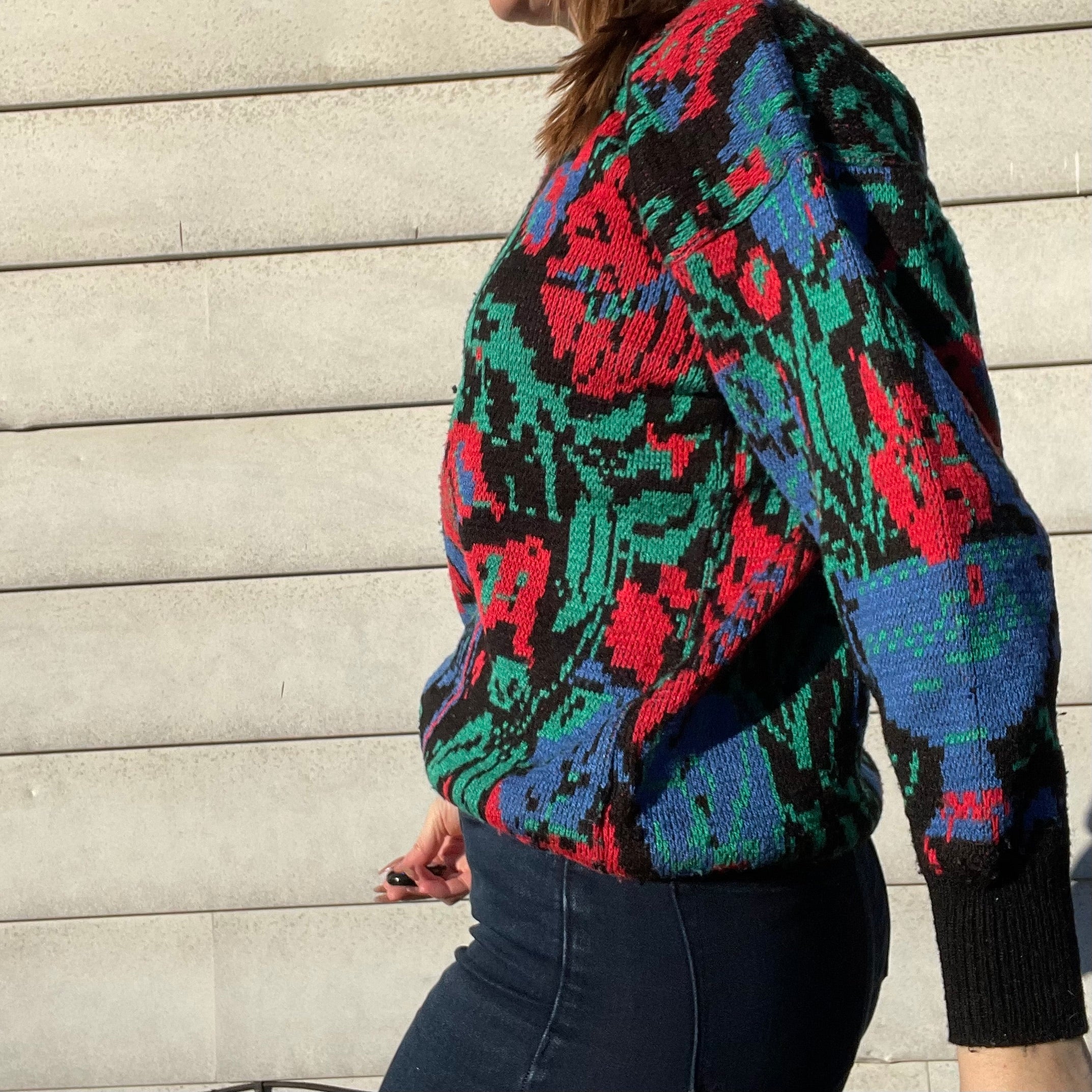 80s/90s Vintage Vibrant Print Sweater By Genesis Ii - Image 3