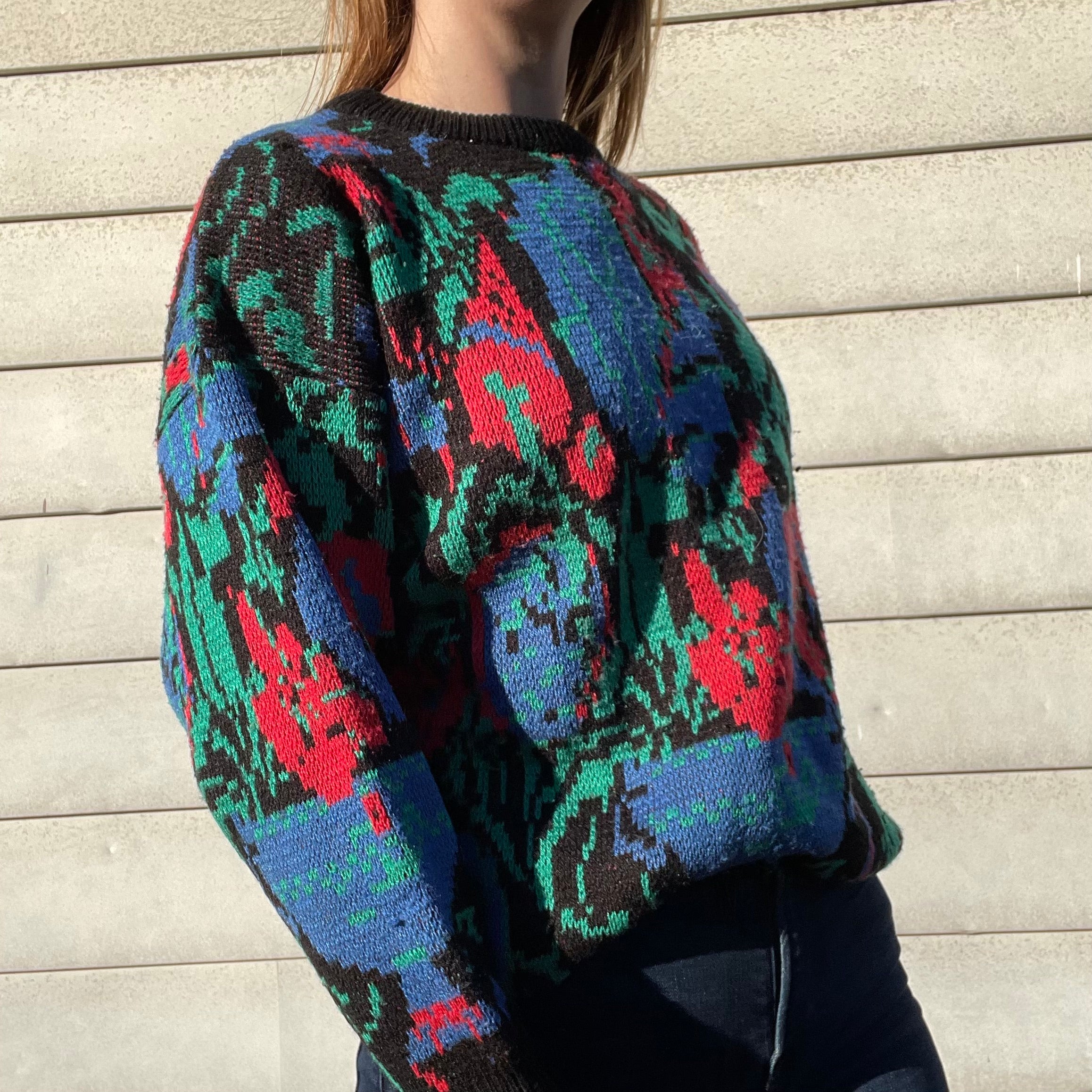 80s/90s Vintage Vibrant Print Sweater By Genesis Ii - Image 4