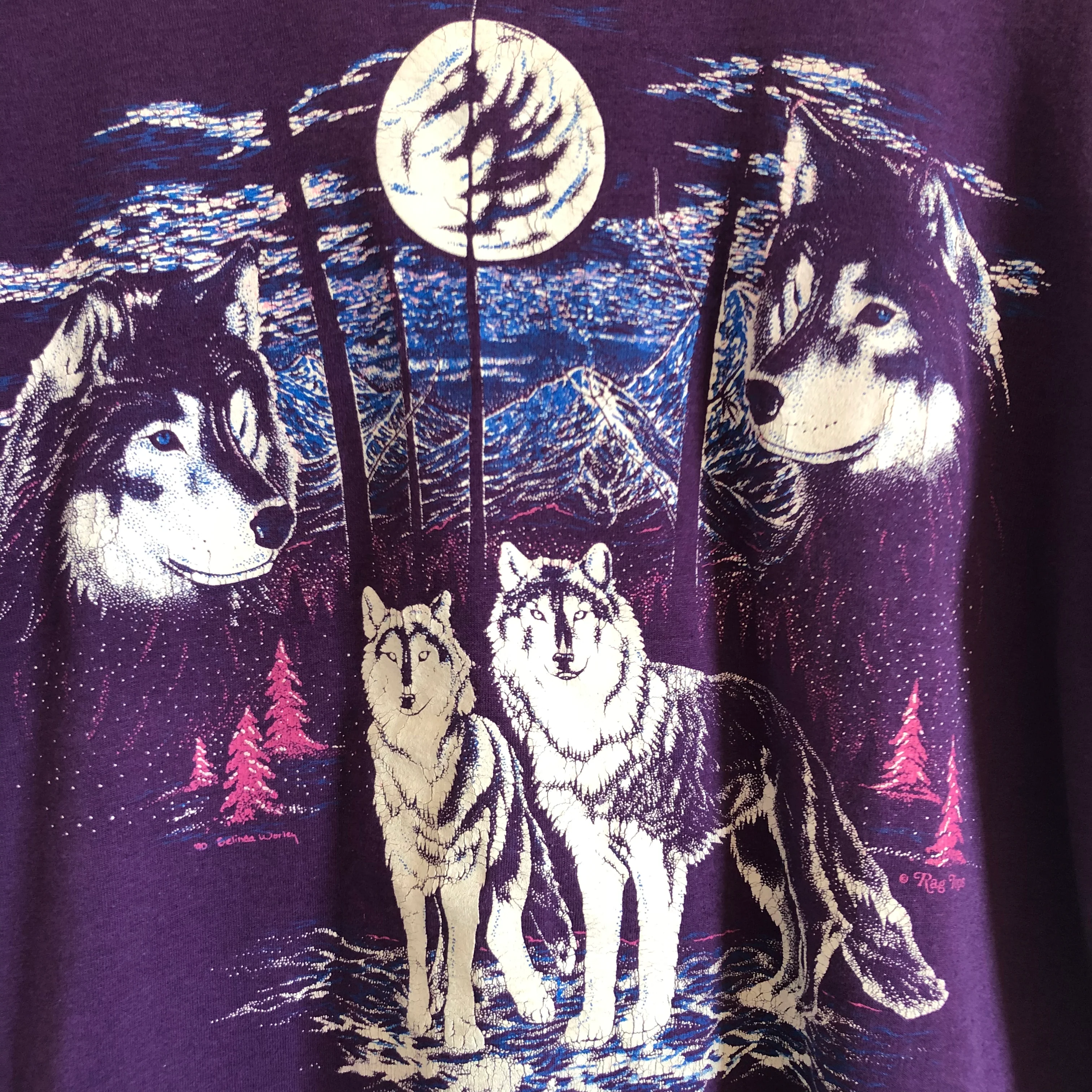 80s/90s Vintage Wolf T-shirt 90s Graphic Tee Single Stitch By Screen Stars - Image 3