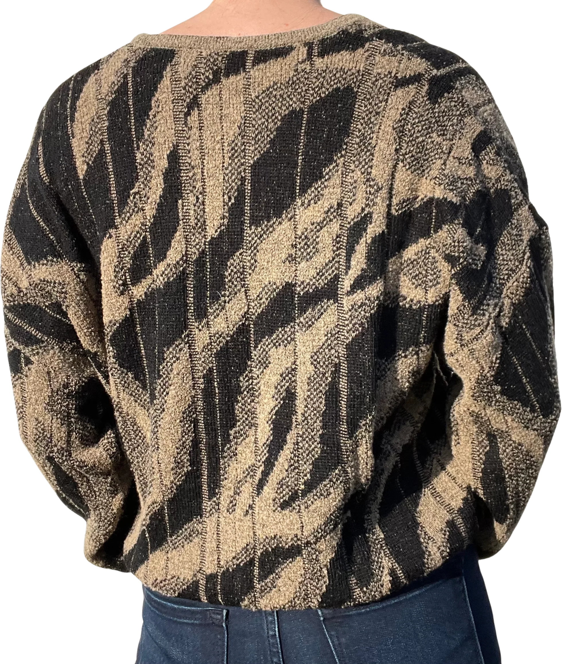 80s/90s Vintage Wool Blend Abstract Print Knit Sweater By St Croix Knits - Expressly for Gallagher Chicago - Image 2