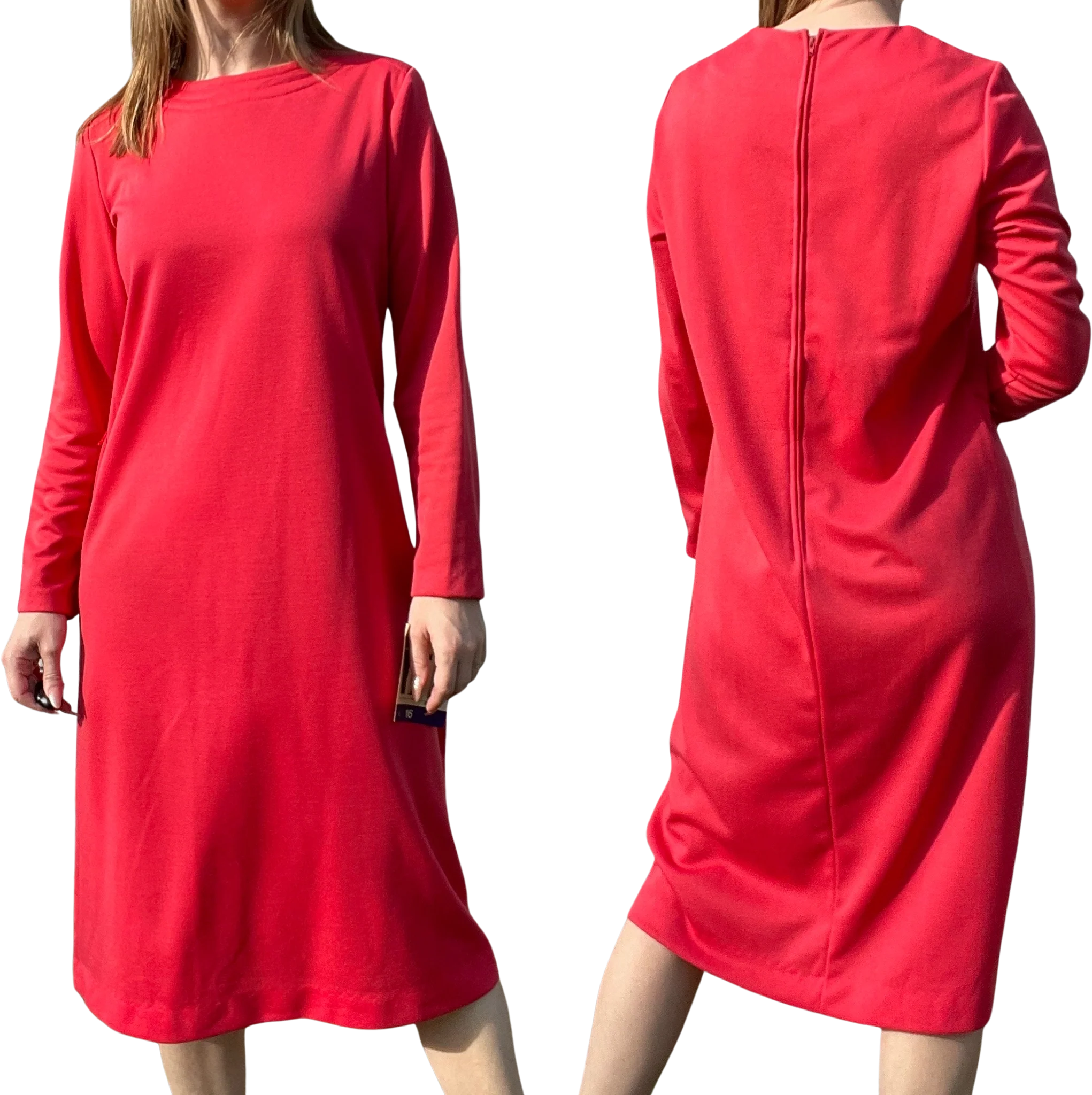80s/90s Vintage Wool Blend Deadstock Long Sleeve Dress By Ifi - Image 2