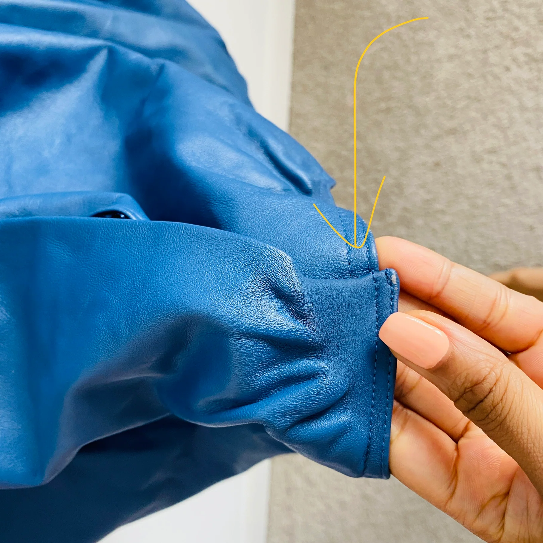 80s/90s Beautiful Blue Genuine Leather Blazer Style Jacket by Denim & Co - Image 9