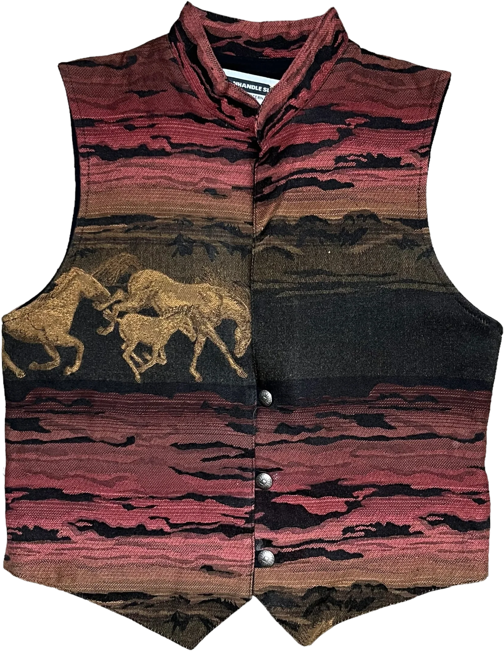 80s/90s Western Style Tapestry Embroidered Vest By Panhandle Slim