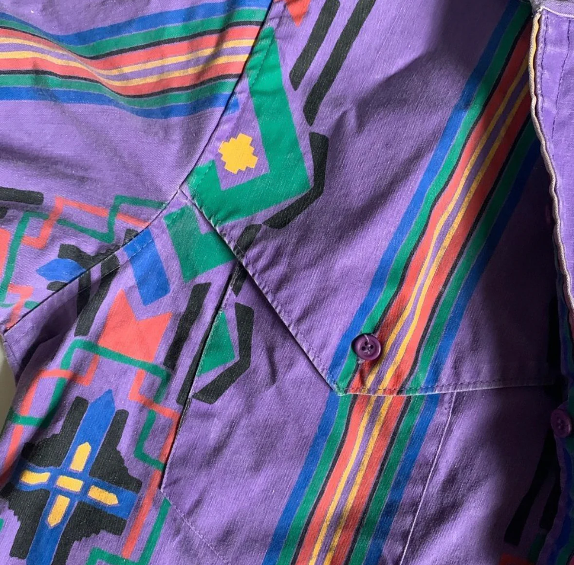 80s/90s Western Geometric Print Button Down Shirt - Image 6