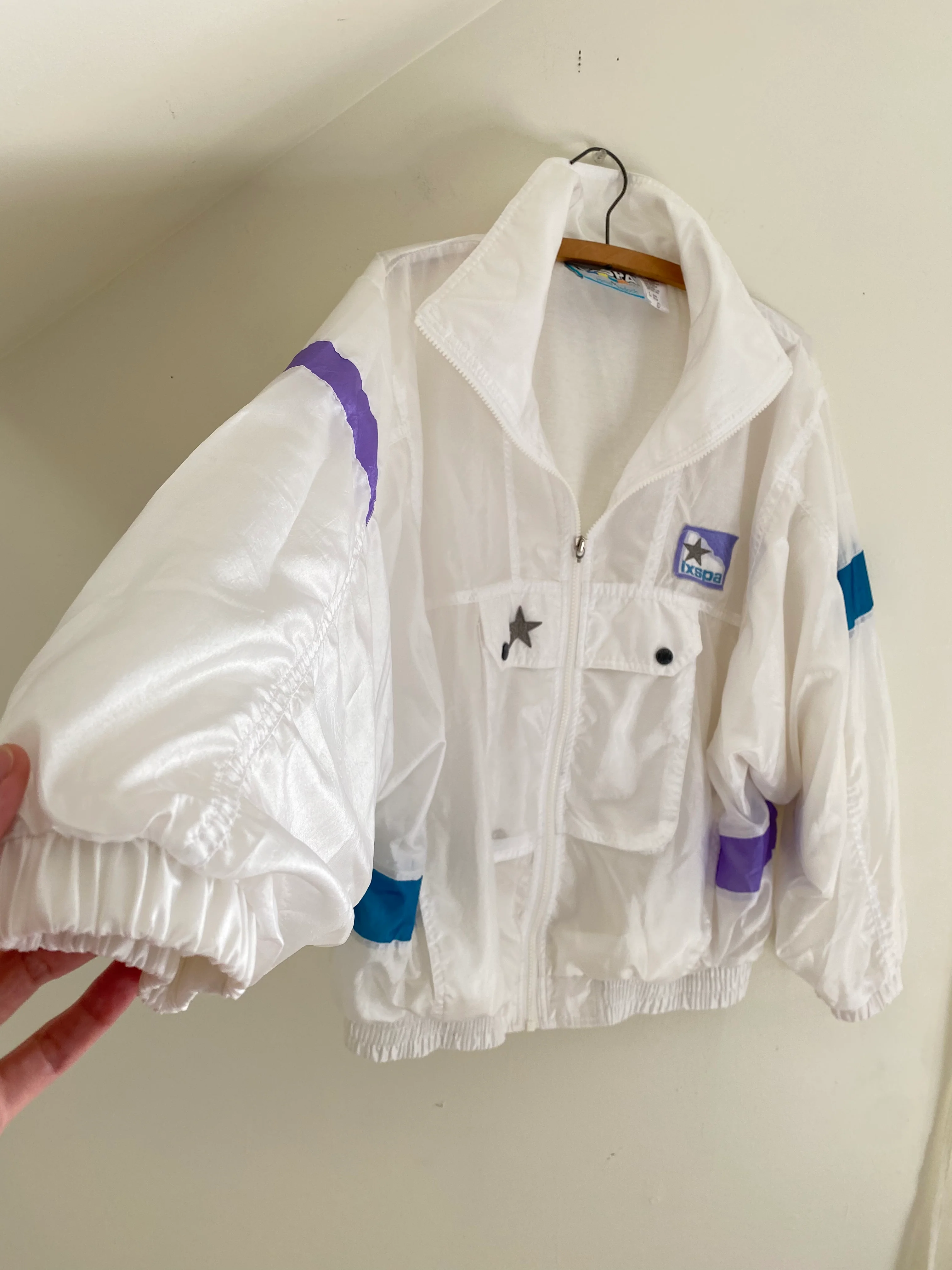 80s/90s White Mockneck Ixspa Windbreaker By Jamie Sadock - Image 4
