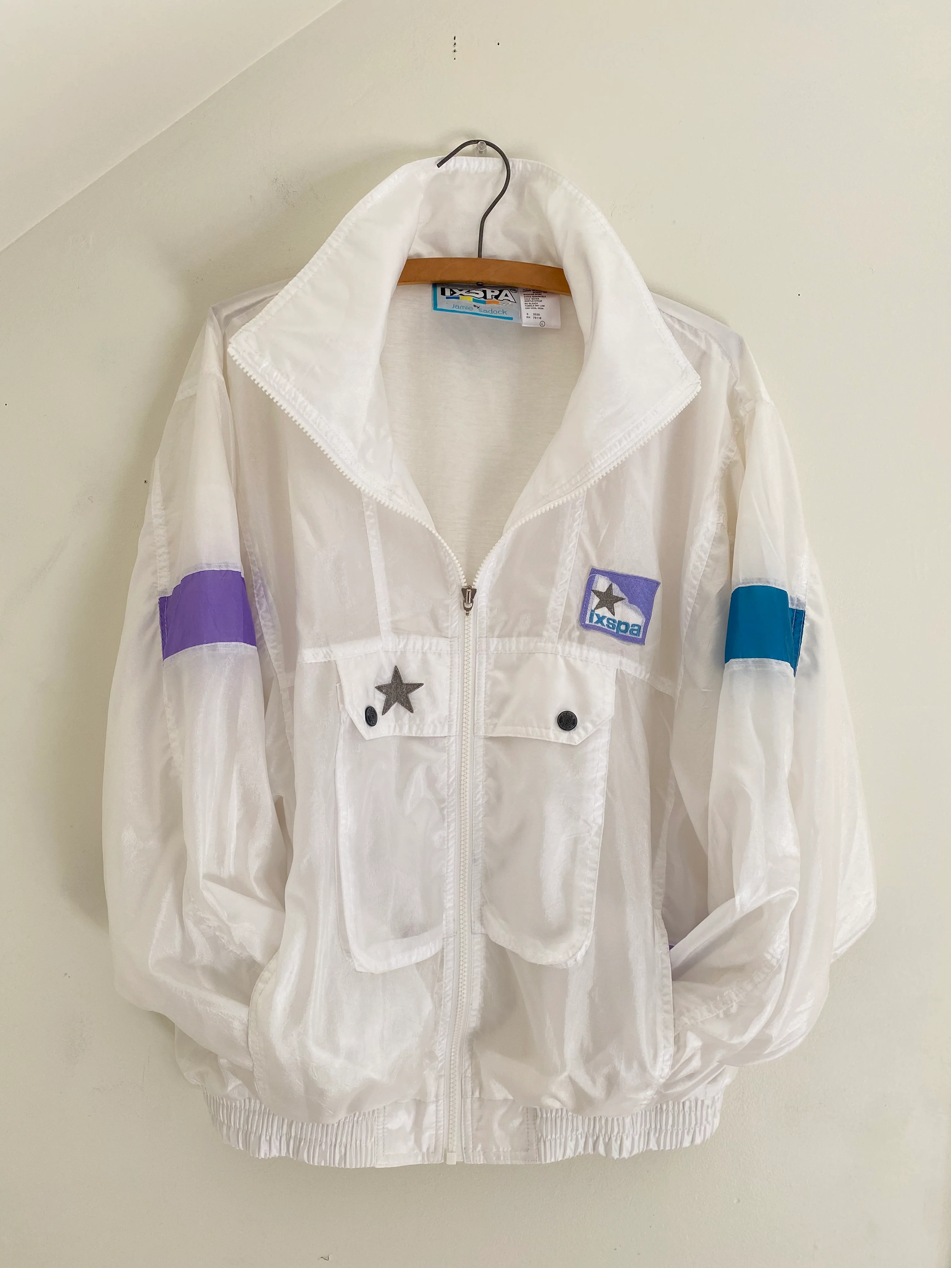 80s/90s White Mockneck Ixspa Windbreaker By Jamie Sadock - Image 6