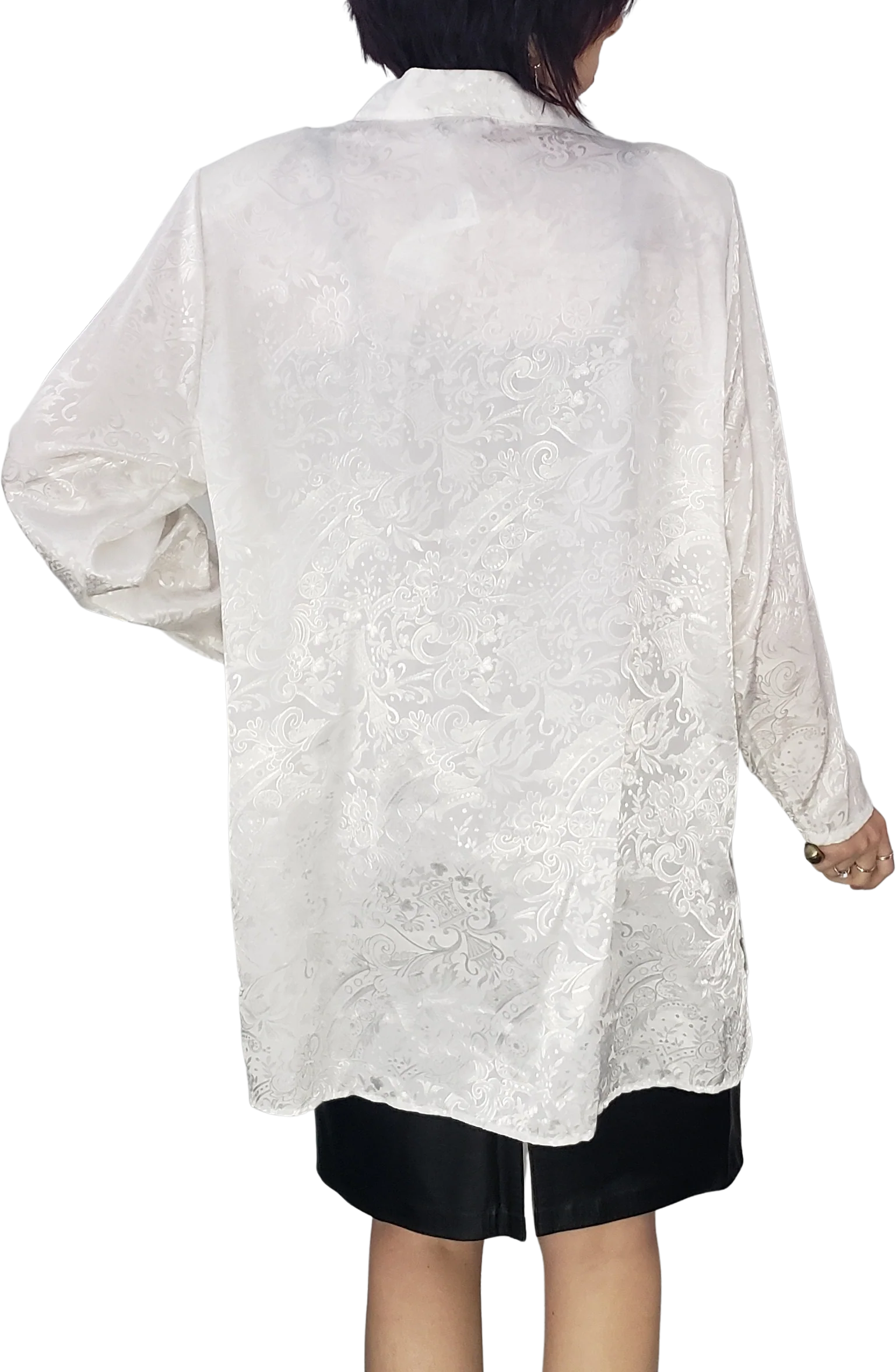 80s/90s White Satin Blouse By Maggie Lawrence - Image 2