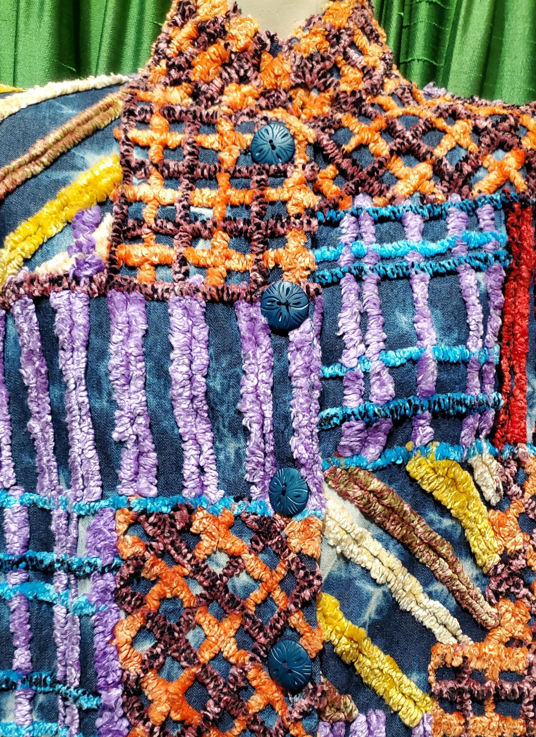 80s/90s Wild Multicolor Chenille Jacket By Sandy Starkman - Image 9