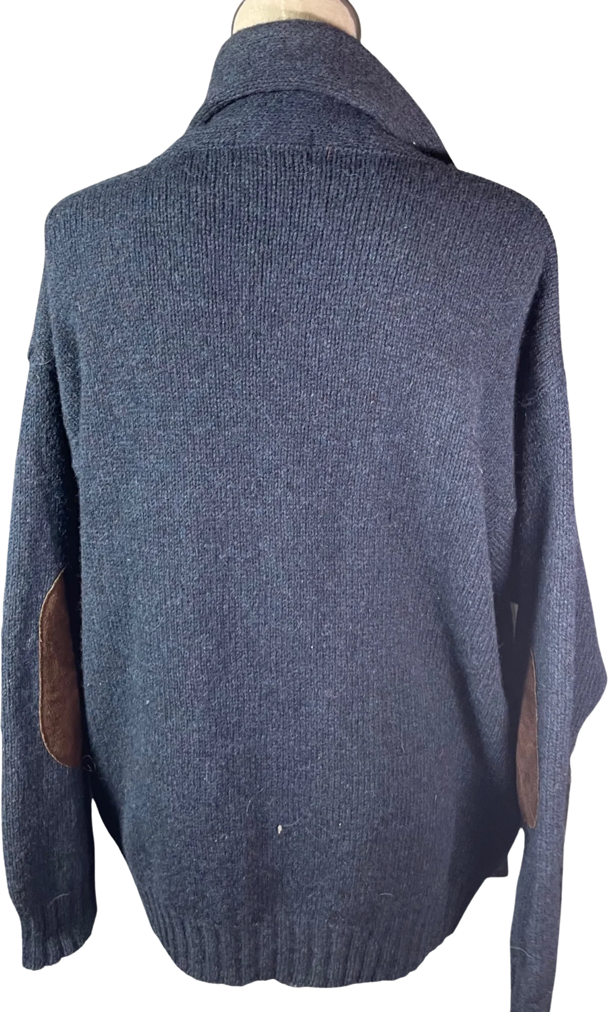 80s/90s Wool Brown Suede Patchwork Elbow Cardigan By Eddie Bauer - Image 2