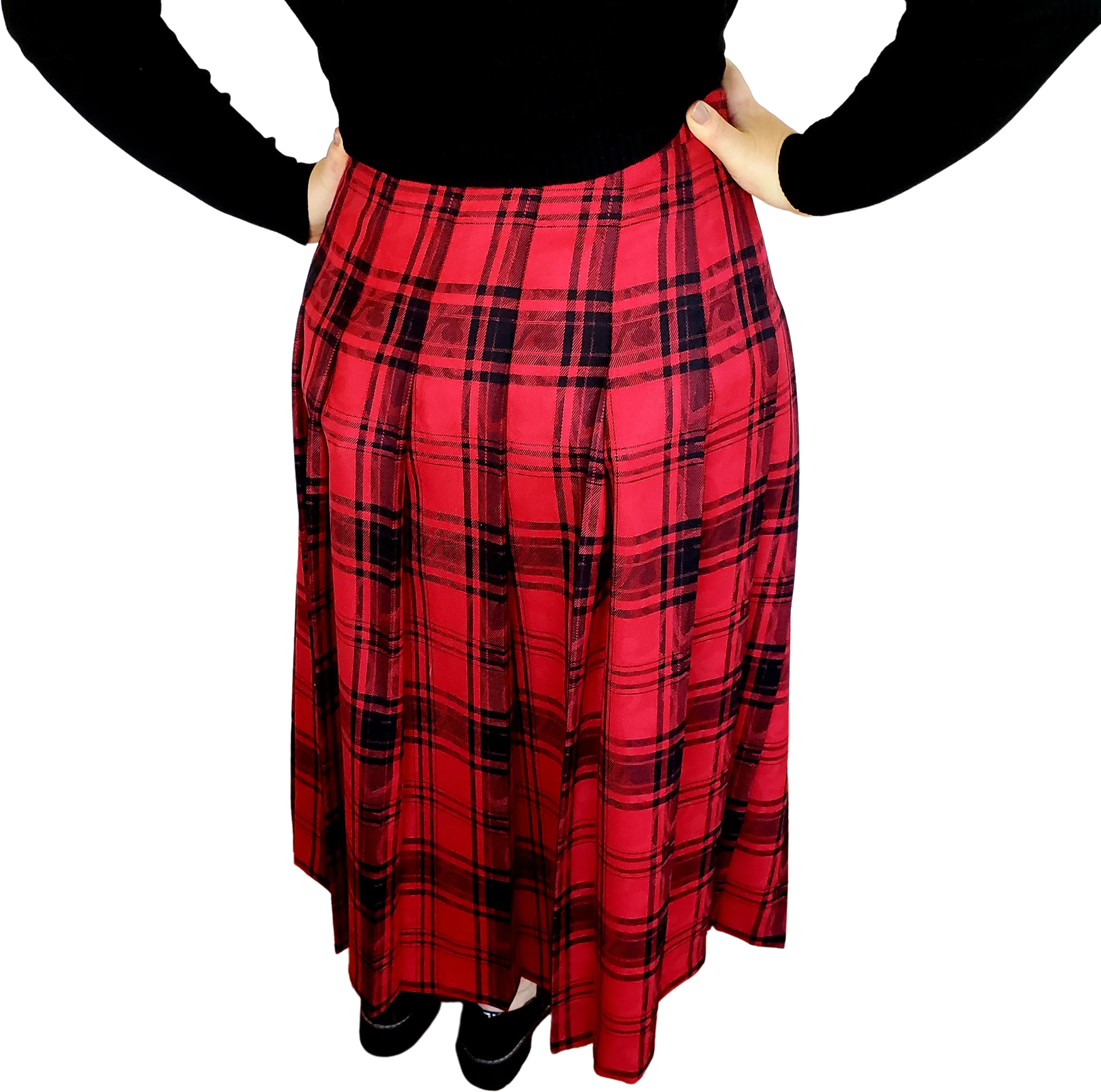 80s/90s Wool Plaid Pleated Skirt By Pendleton - Image 2