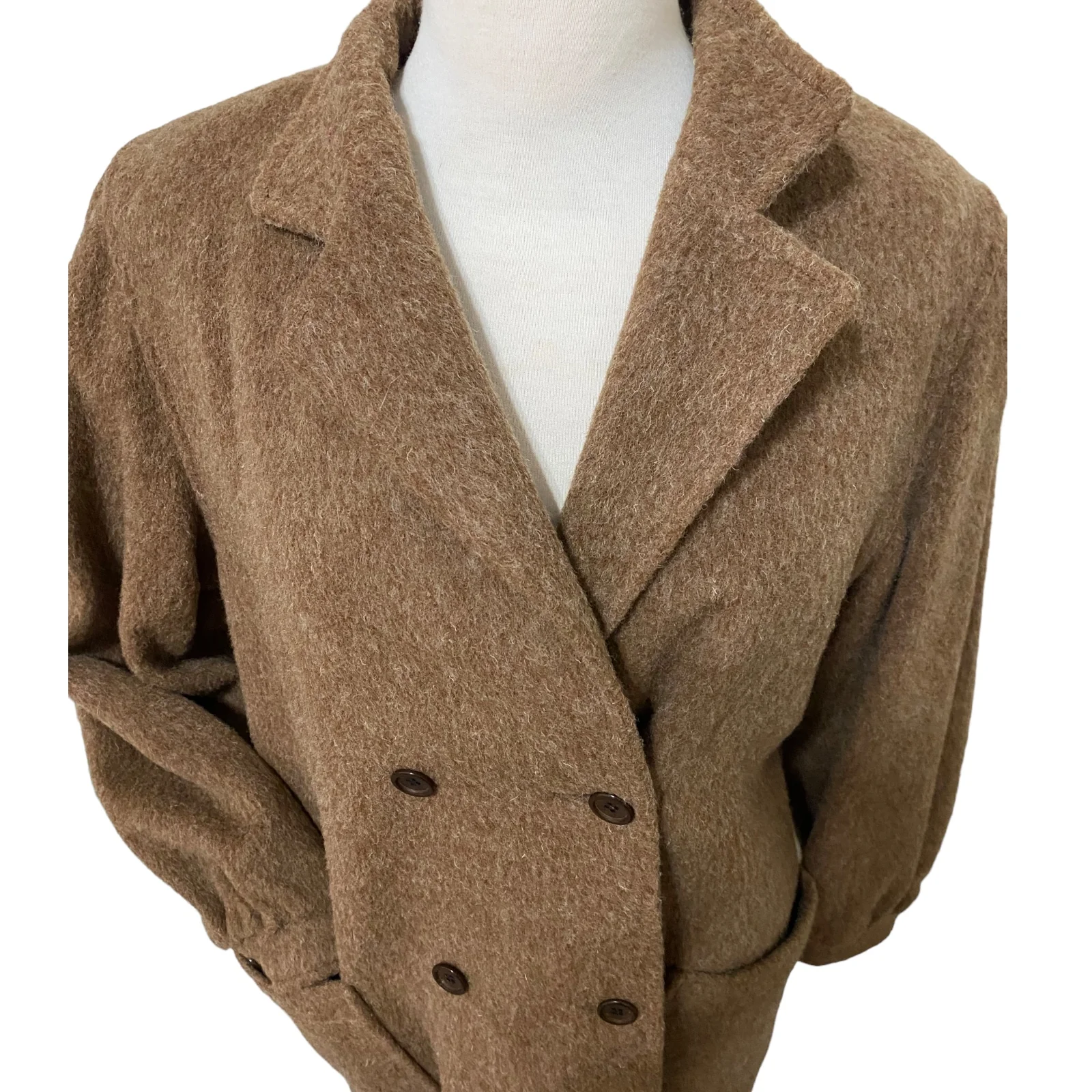 80s/90s Wool Tan Overcoat Sz 14 Union Label Usa By Gallant - Image 9