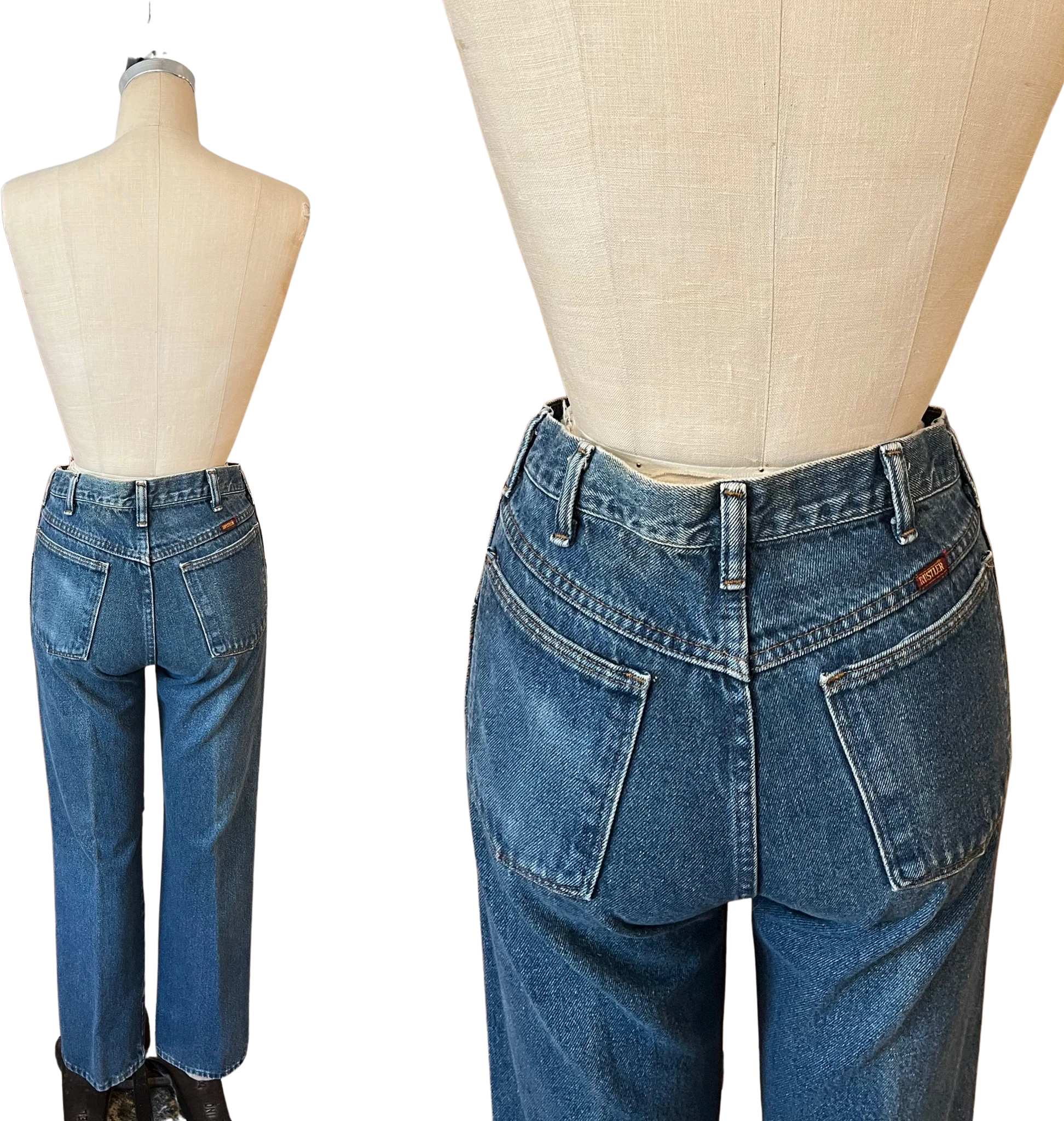 80s/90s Worn In Western Straight Leg Mid Rise Mom Jeans By Rustler - Image 2