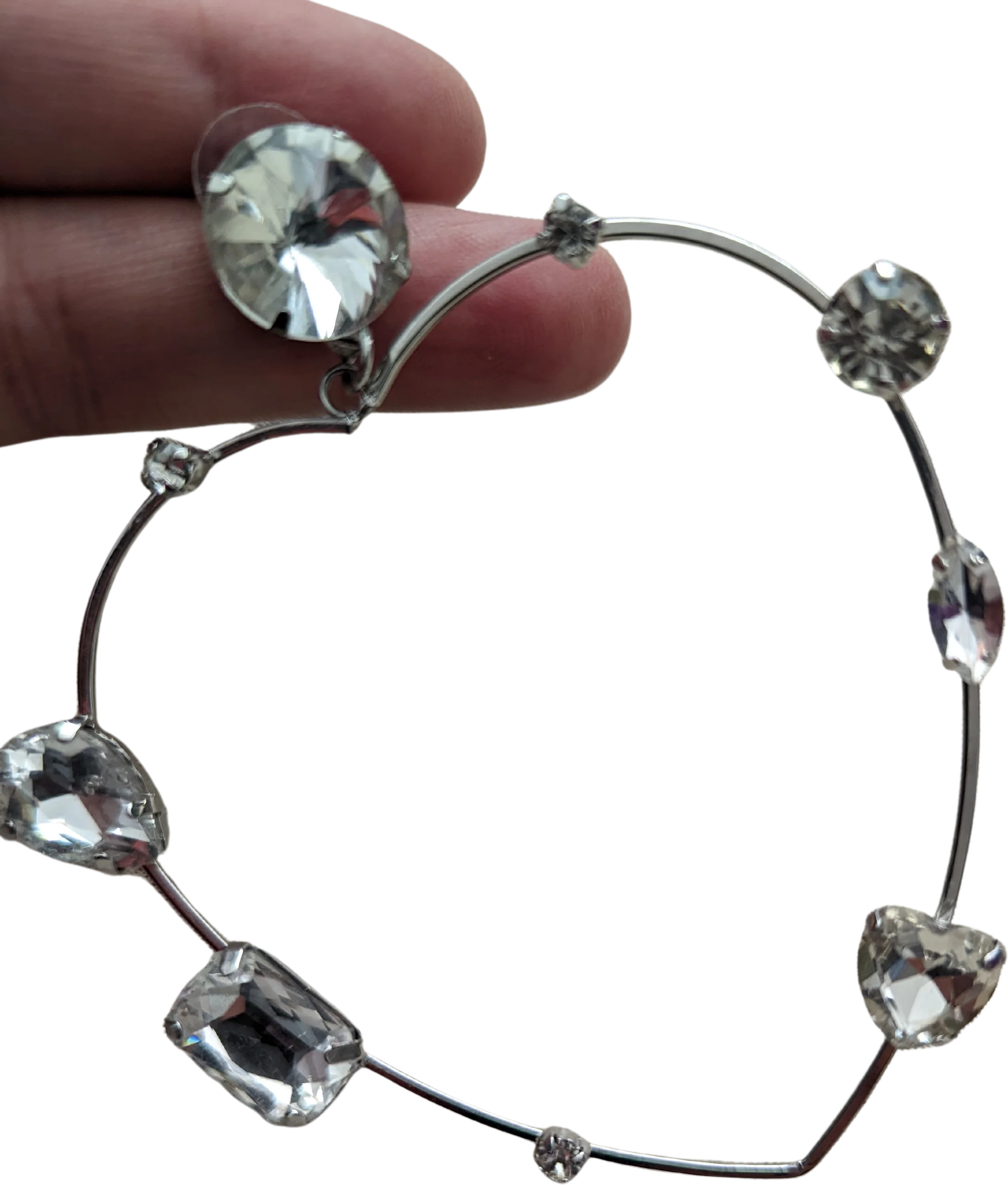 80s/90s Xl Silver Hearts With Rhinestones - Image 2