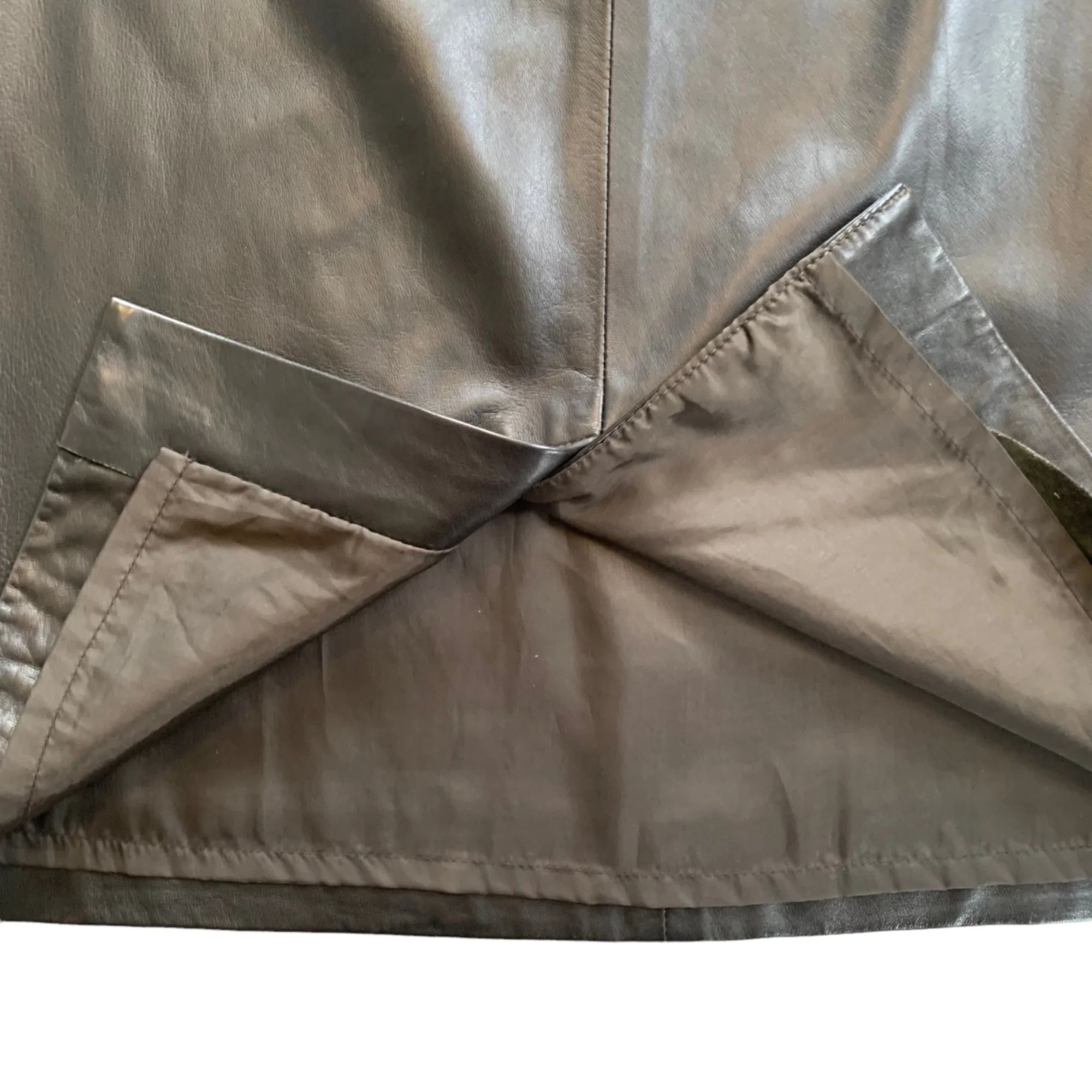 80s/90s Z By Zelda Brown Smooth Lamb Skin Leather Skirt By Z by Zelda - Image 4