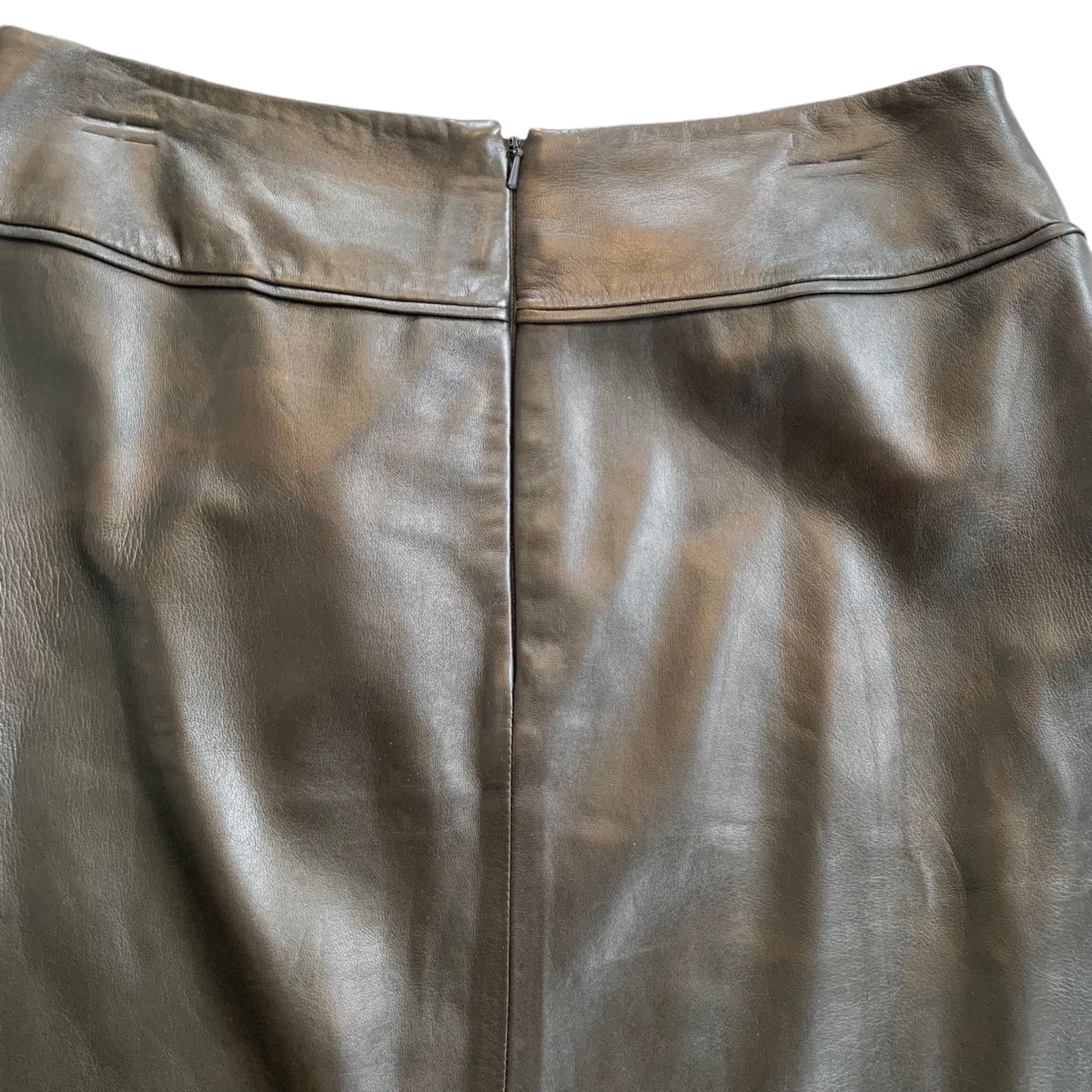 80s/90s Z By Zelda Brown Smooth Lamb Skin Leather Skirt By Z by Zelda - Image 5