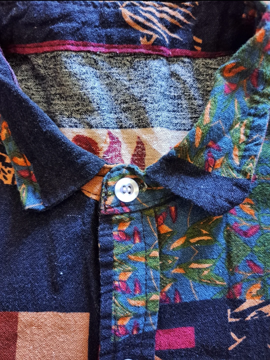 80s/90s Abstract Botanical Art Button Up Blouse Top - Image 4