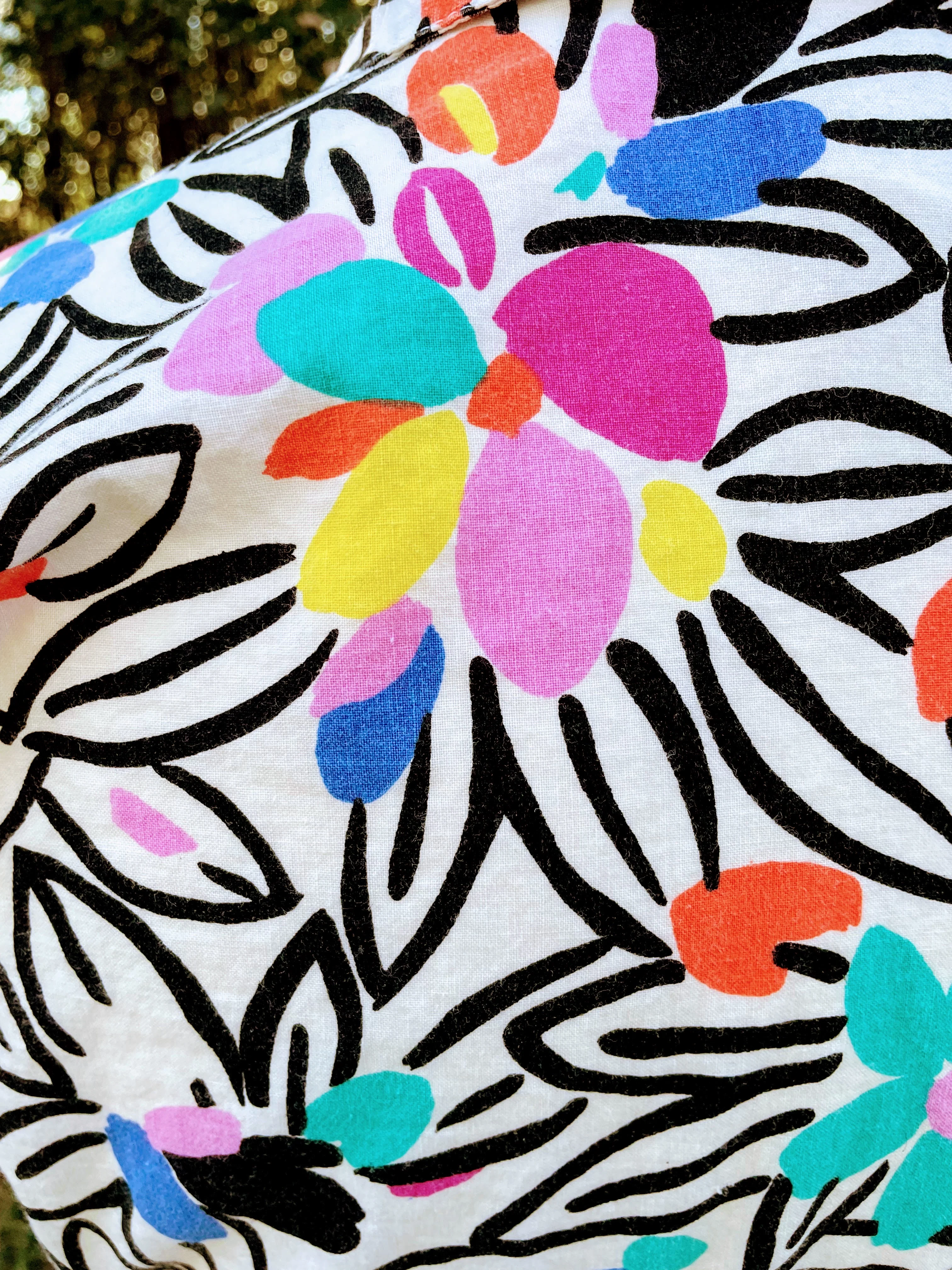 80s Abstract Floral Cotton Belted Dress Colorful Retro By The American Shirt Company - Image 10