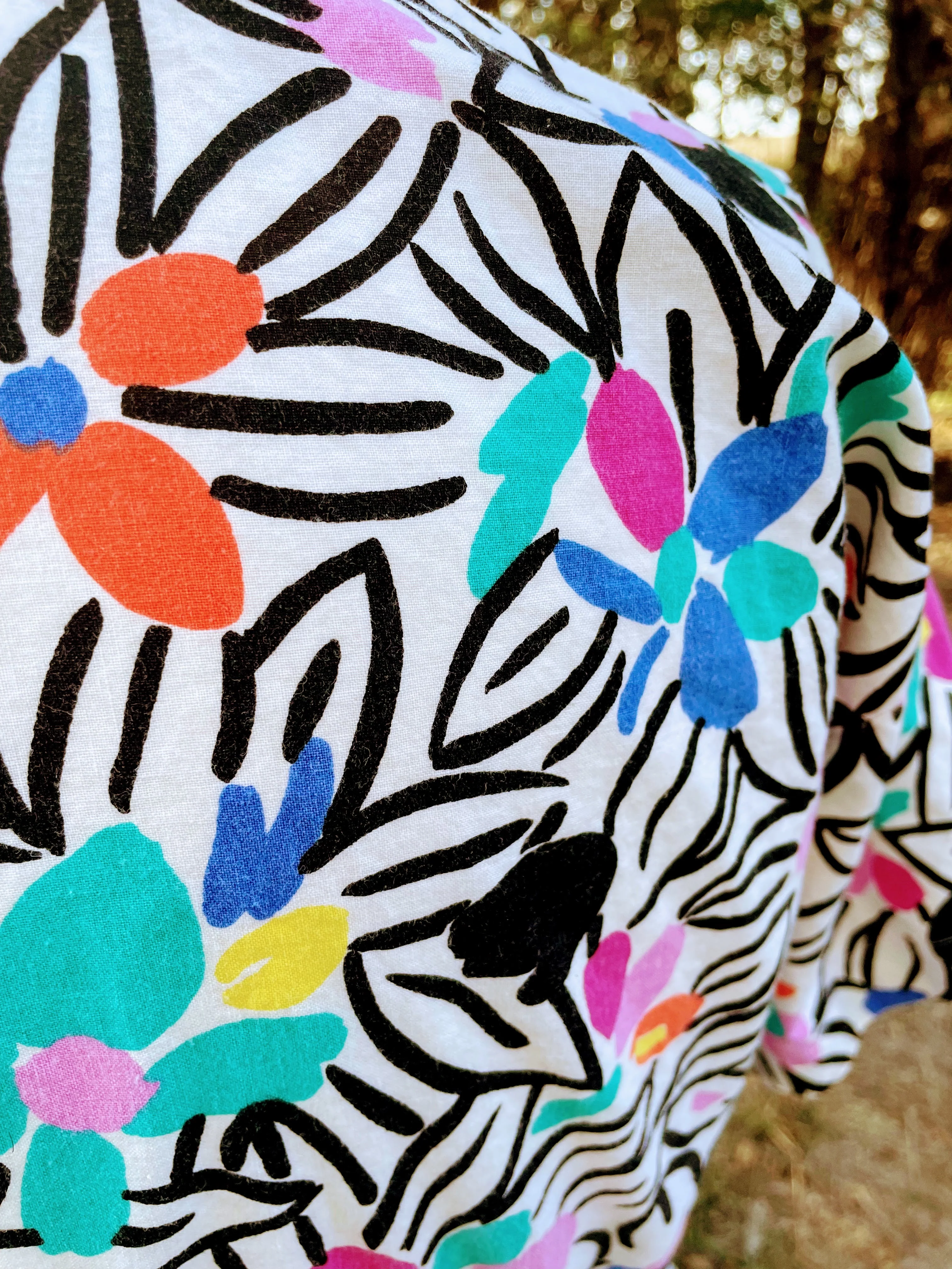 80s Abstract Floral Cotton Belted Dress Colorful Retro By The American Shirt Company - Image 14
