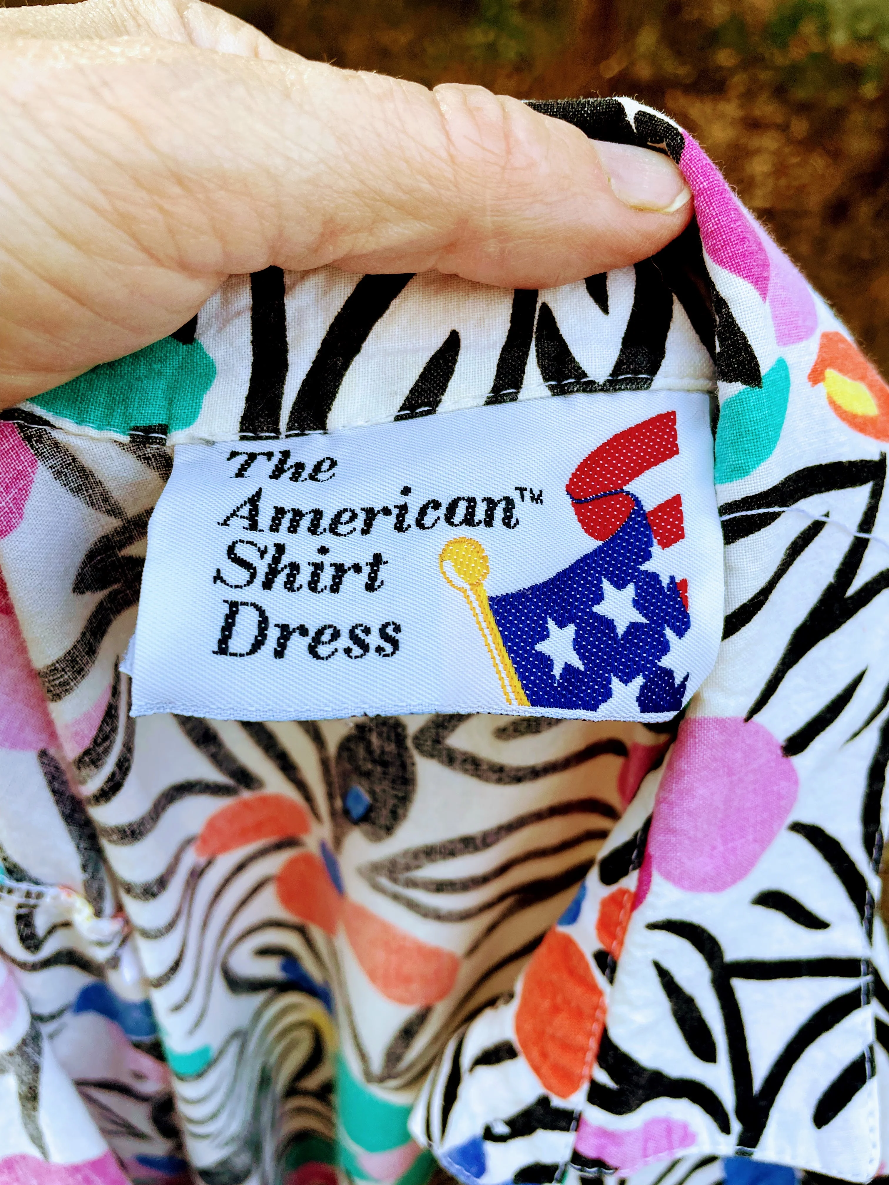 80s Abstract Floral Cotton Belted Dress Colorful Retro By The American Shirt Company - Image 15