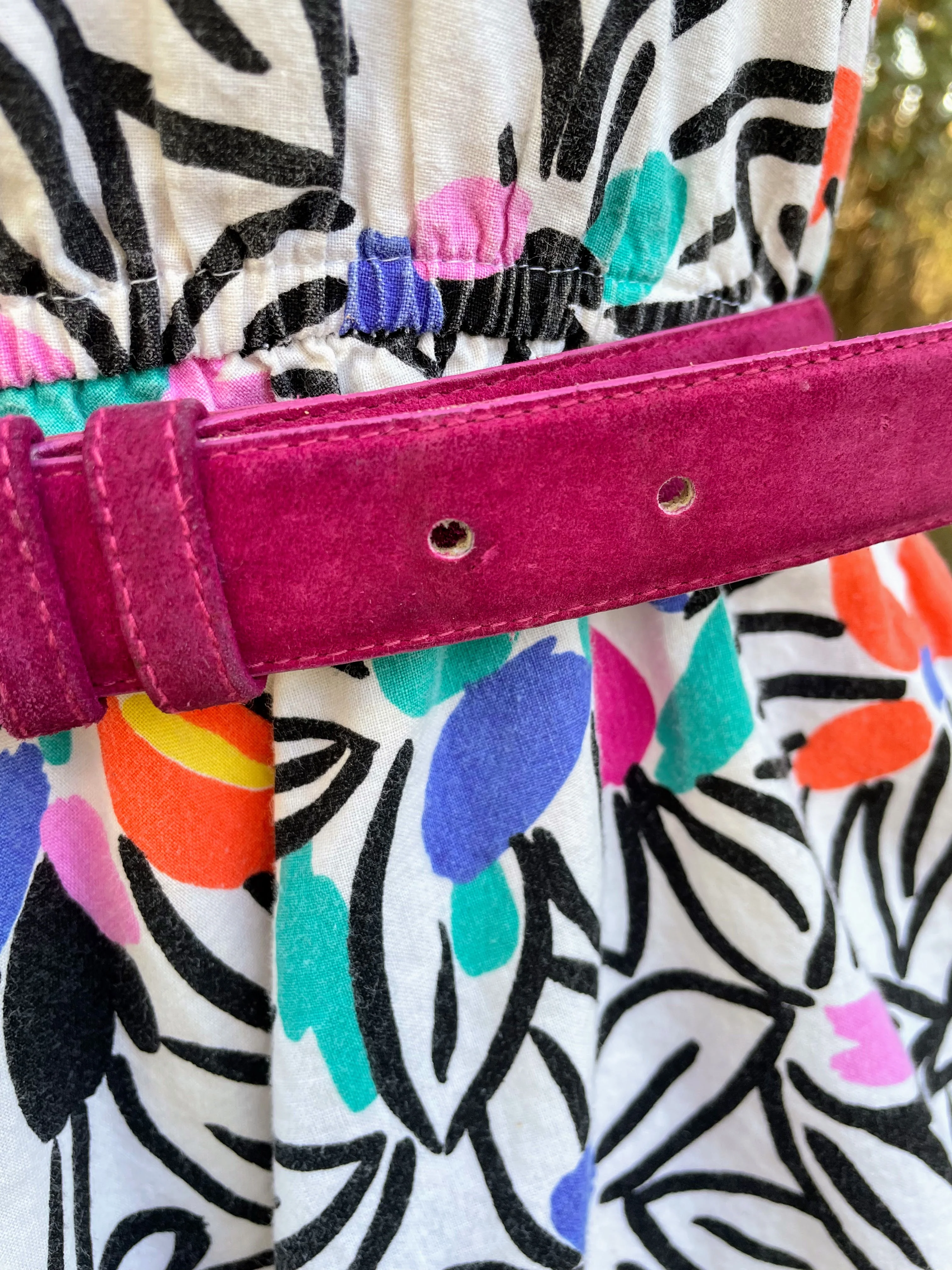 80s Abstract Floral Cotton Belted Dress Colorful Retro By The American Shirt Company - Image 16